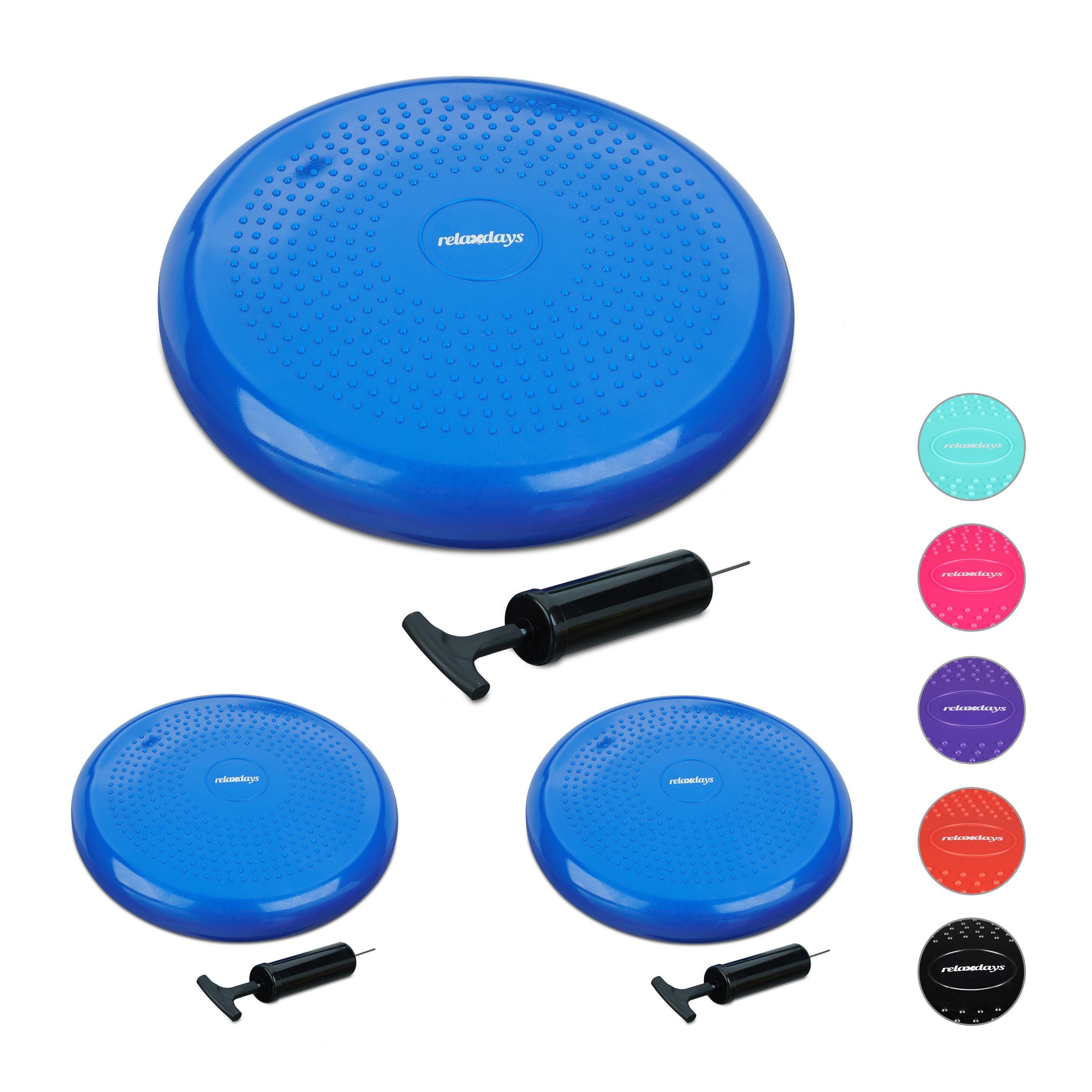 Ballsitzkissen 3 x Balance Kissen blau mit Luftpumpe