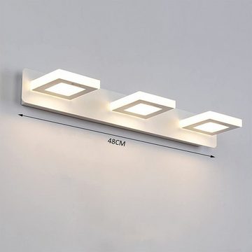 Jioson Spiegelleuchte 3 Köpfe LED Spiegelleuchte Spiegelleuchte, weißes Licht, einfache Installation, 48*13*7cm, 3 Licht Spiegellampen