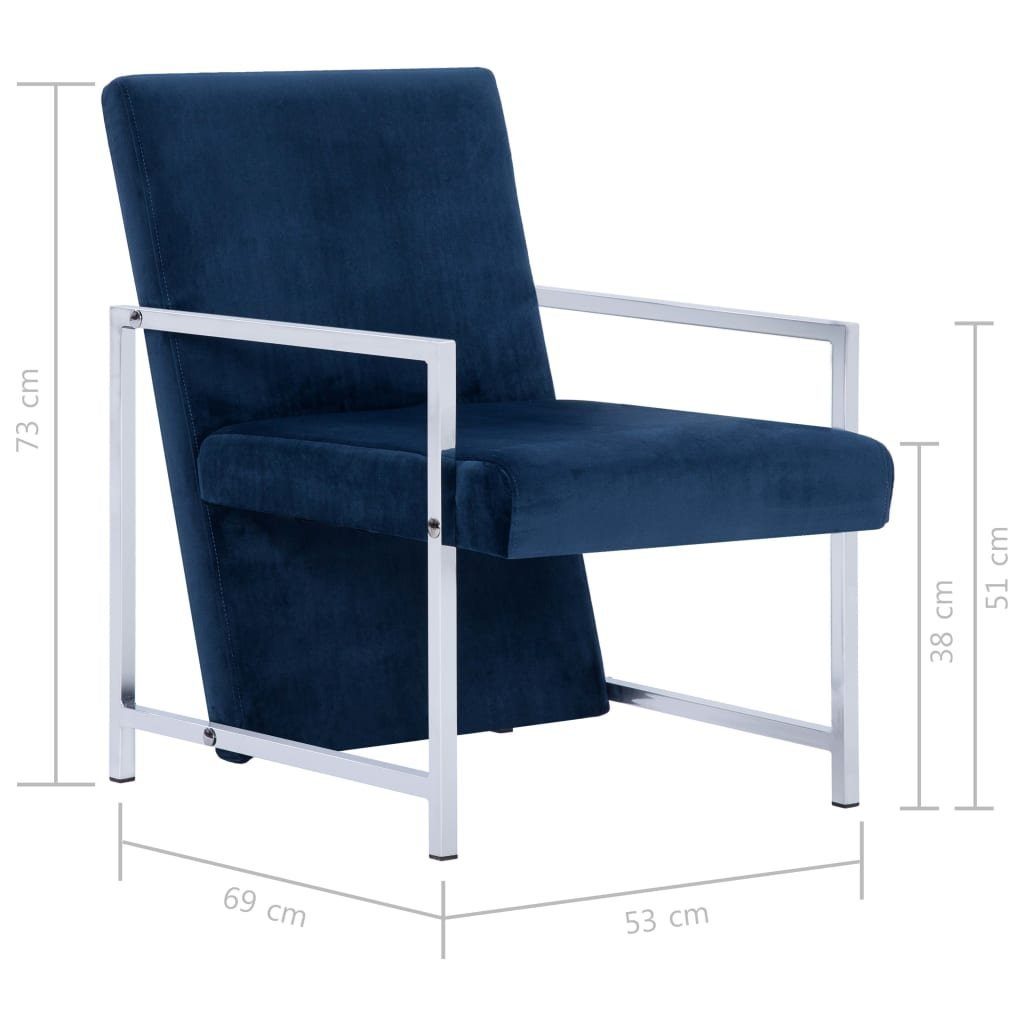 Sessel Blau vidaXL Füßen mit verchromten Sessel (1-St) Samt