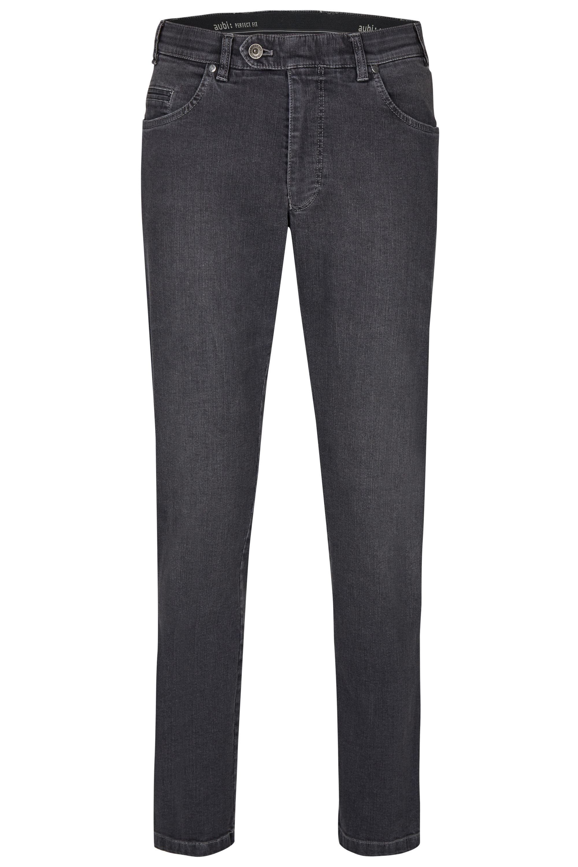 aubi: Bequeme Jeans aubi Perfect soft 577 High Jeans Fit Flex Stretch Herren grey used Baumwolle Hose (53) Modell aus