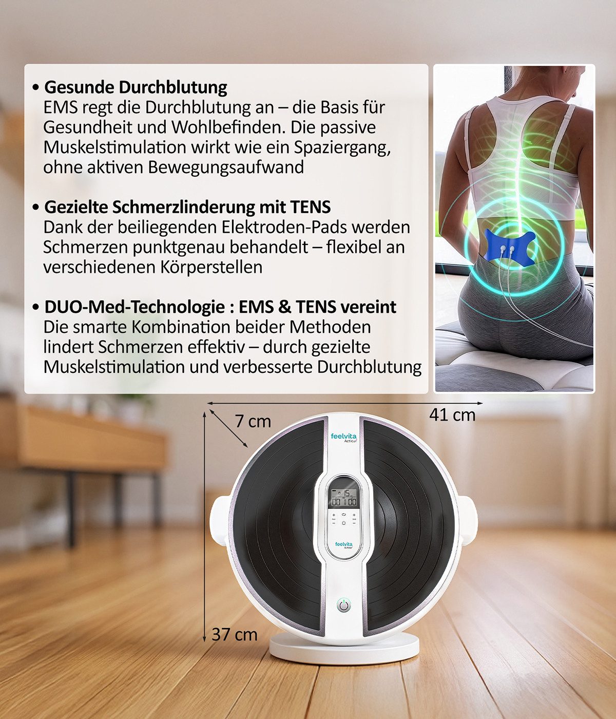 Genius EMS-Fußmassage-Gerät Feelvita Acticur Vital-Set EMS & TENS Gerät & Blutdruckmessgerät, (13.tlg-Set), Praktisches Hilfsmittel für die Gesundheit