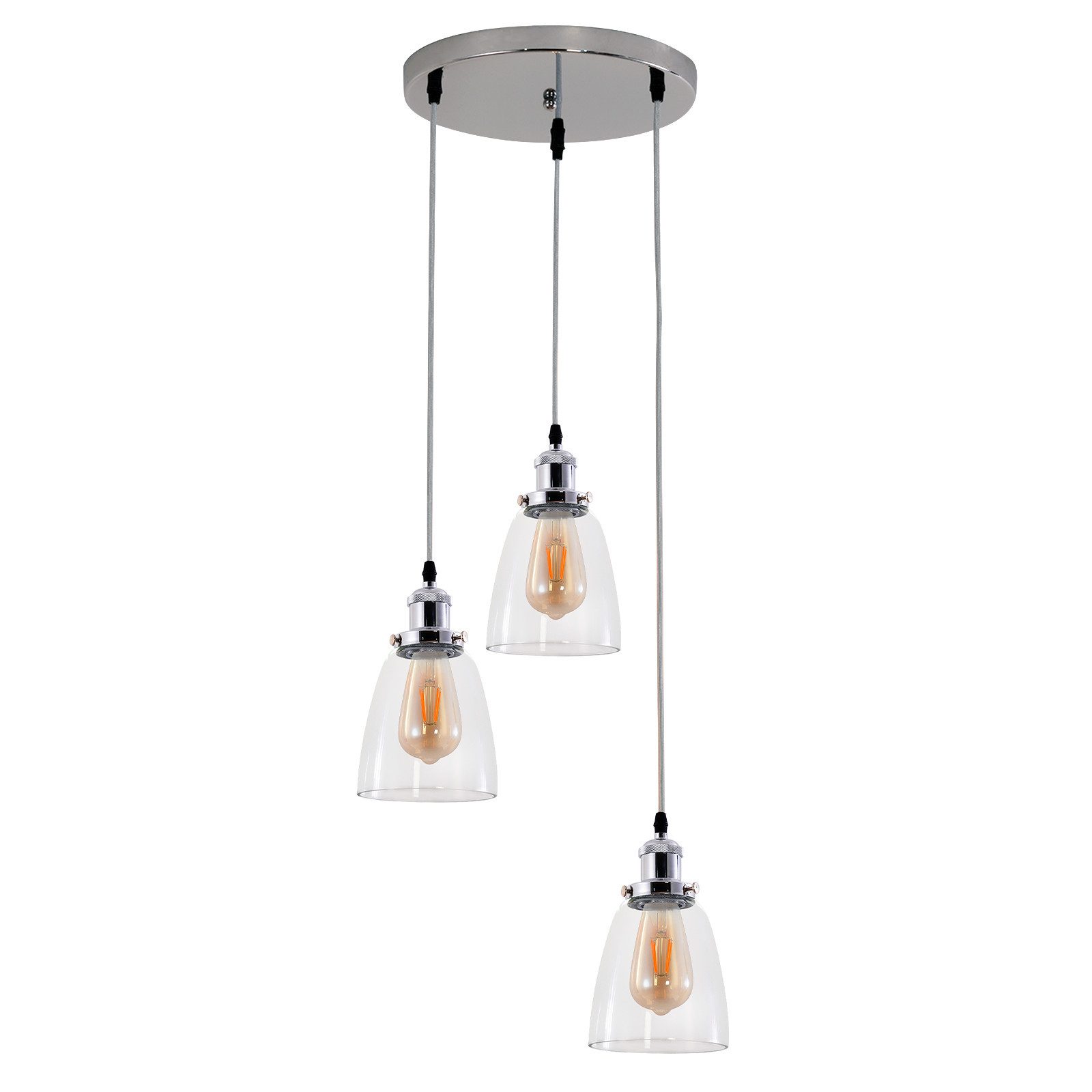 Ophy Pendelleuchte Industrielle Pendelleuchte mit höhenverstellbarem Kabel (bis 190 cm), E27 Fassung, für Wohnzimmer, Küche, Bar & Home-Office