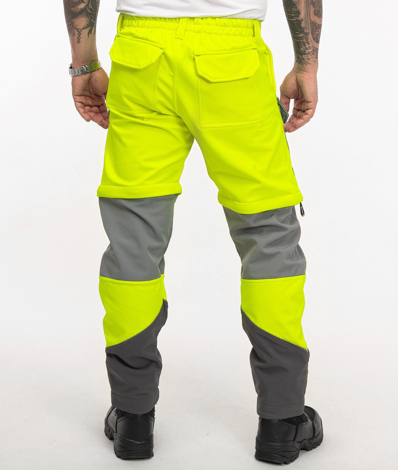 Hose Softshellhose Softshellhose Rock H-309 Neongelb Herren Zipp-Off Creek Shorts