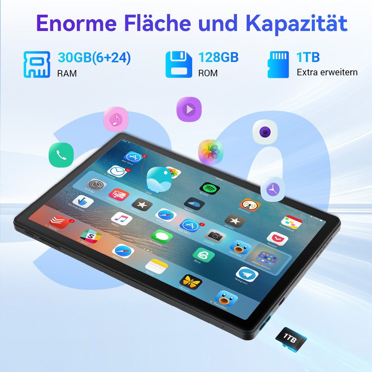 Happybe 10’’ Octa-Core, 30(6+24)GB+128GB, 6200mAh, PC-Modus mit Tastatur/Stift Tablet (10)
