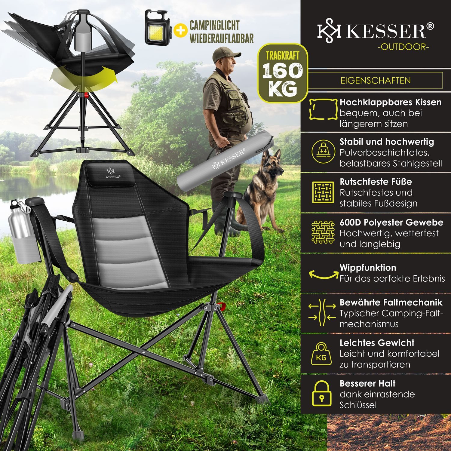 KESSER Campingstuhl, faltbar bis 160 kg günstig online kaufen