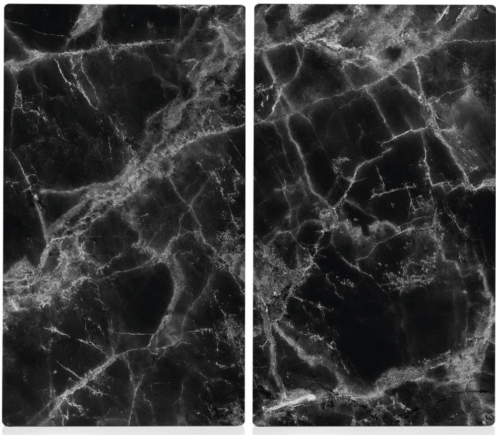 Zeller Present Schneide- und Abdeckplatte Marmor, ESG-Sicherheitsglas, (Set, 2 tlg), Hitzebeständig bis 220/240°C