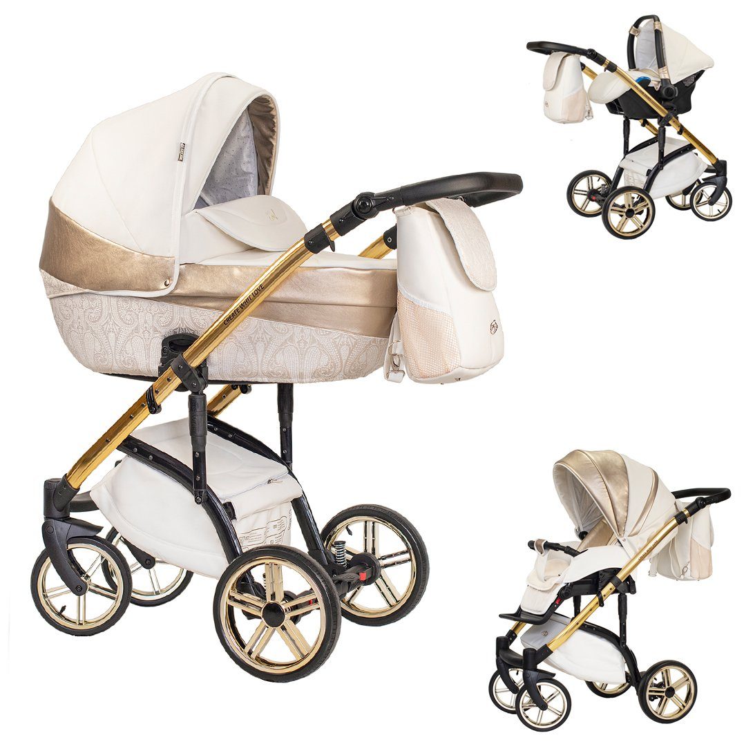 BabyMerc Kombi-Kinderwagen Vip Lux 4 in 1 inkl. Sportsitz, Autositz und Zubehör in 21 Цвета(ов)