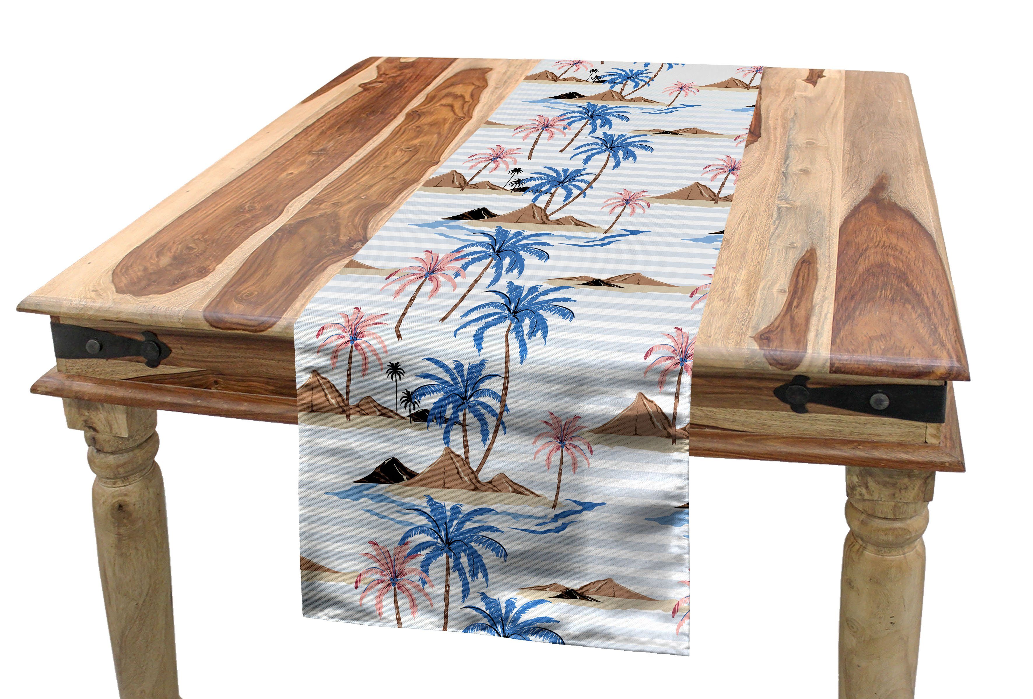 Abakuhaus Tischläufer Esszimmer Küche Rechteckiger Dekorativer Tischläufer, Insel Costa Tropical Palms Island
