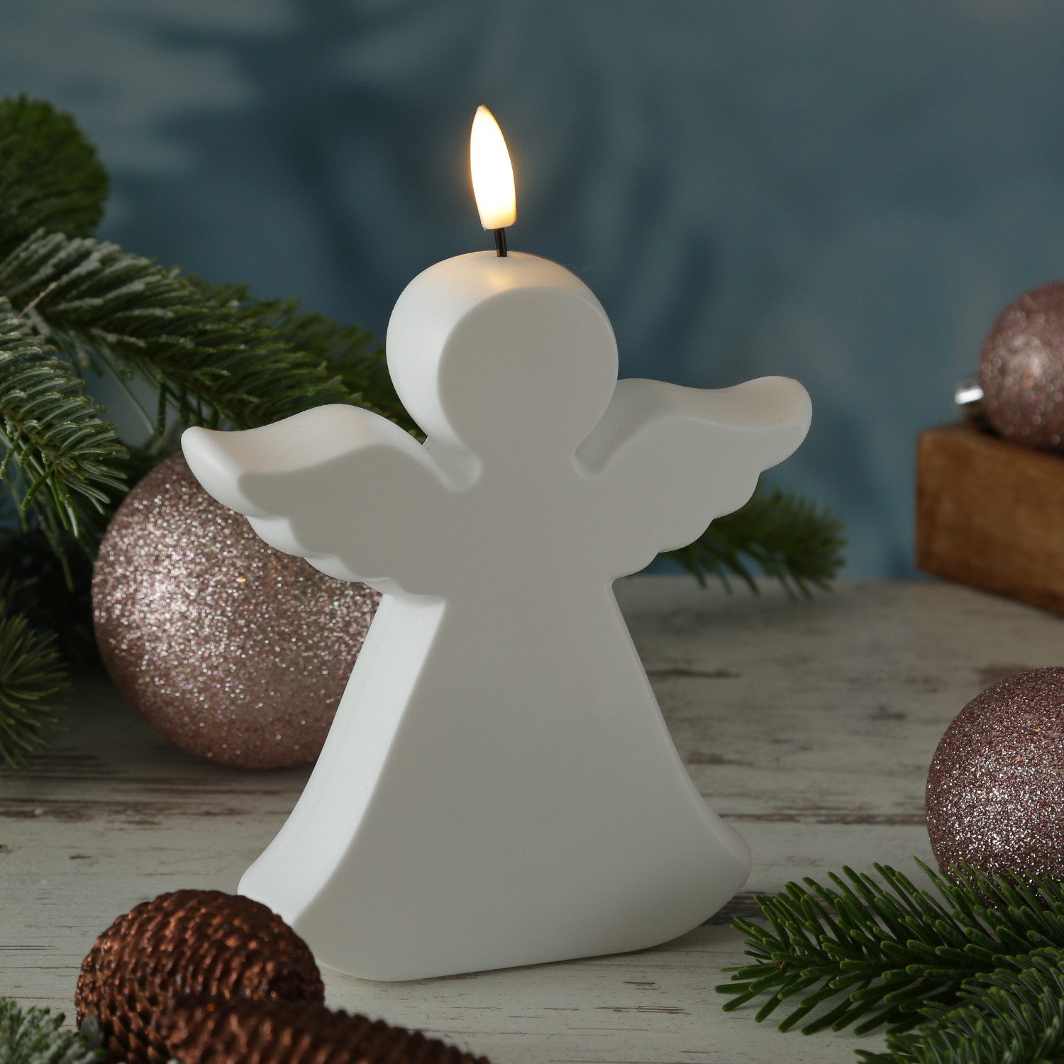 MARELIDA LED-Kerze Engel Gartenfigur Grabdeko 3D Flamme 18cm Timer Batterie günstig online kaufen