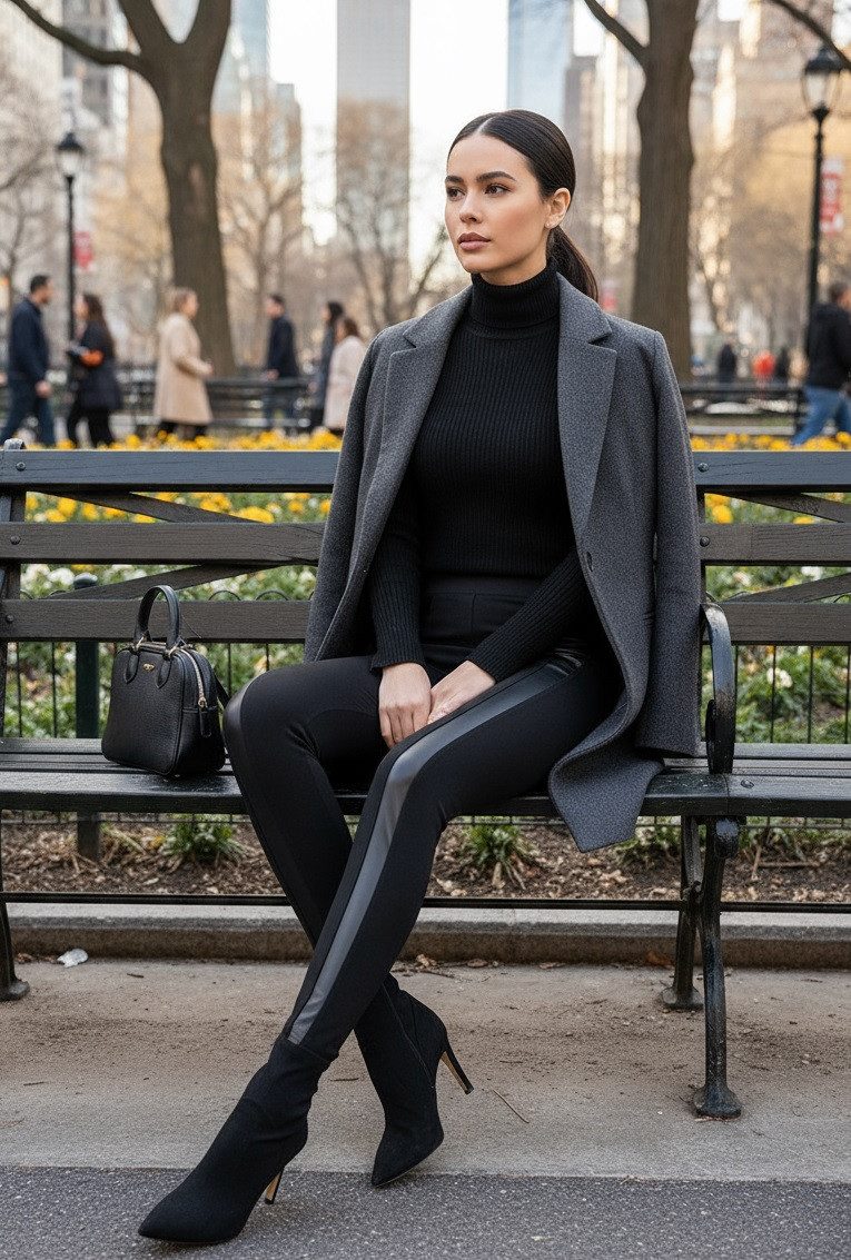 Bas Bleu Leggings mit dezentem Wetlook-Effekt günstig online kaufen