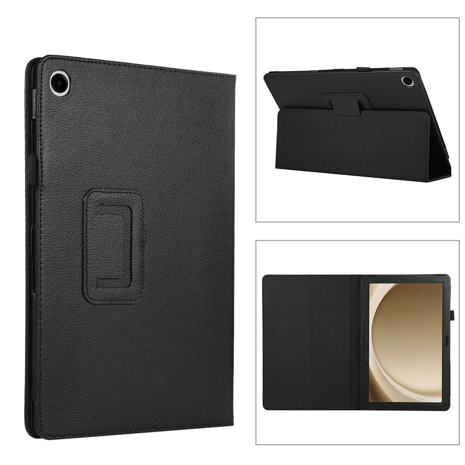 Wigento Tablet-Hülle Für Samsung Galaxy Tab A9 Plus Kunst-Leder Hülle Tablet Tasche Schwarz