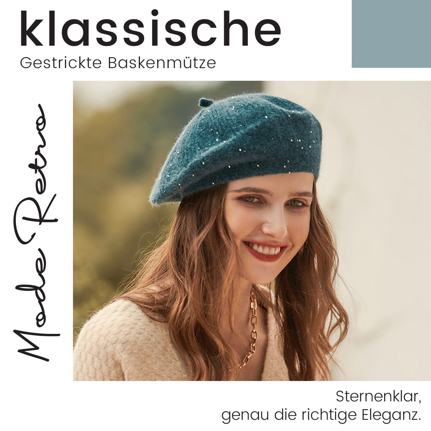Strass Klassische MAGICSHE Baskenmütze Barett Herbst- Damen Blau Winterstile und