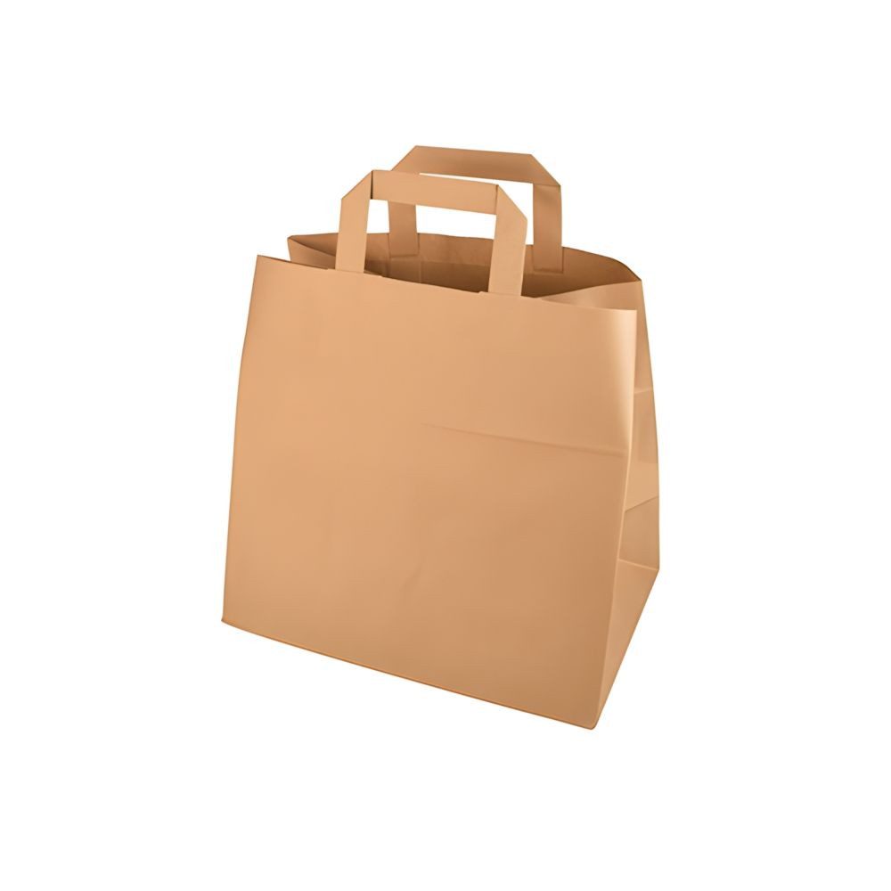 PAPSTAR Tragetasche 400 x Tragetaschen, Papier 25 cm x 26 cm x 17 cm braun mit Tragegriff