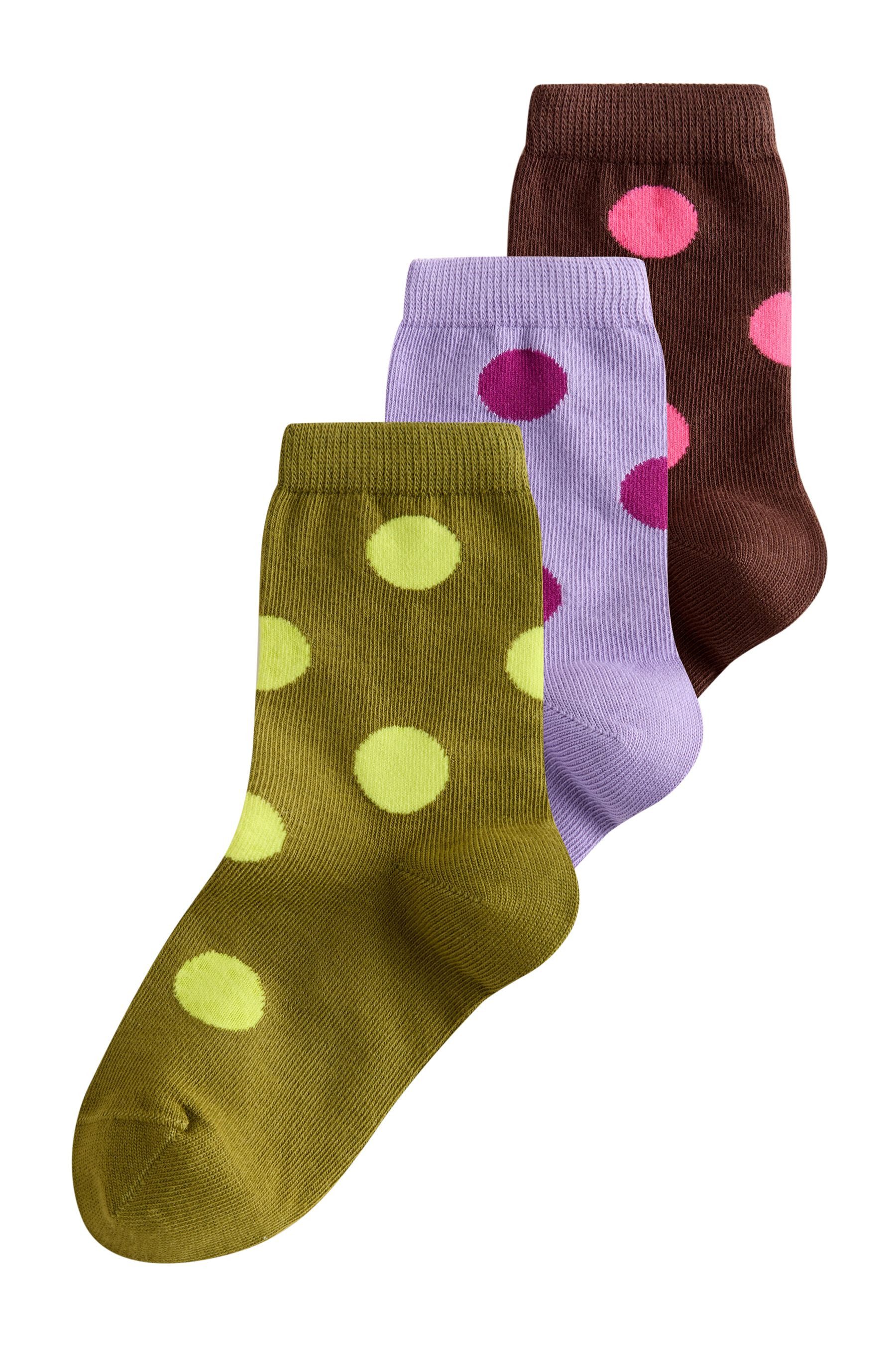 Next Kurzsocken Gepunktete Socken mit Baumwollanteil, 3er-Pack (3-Paar)