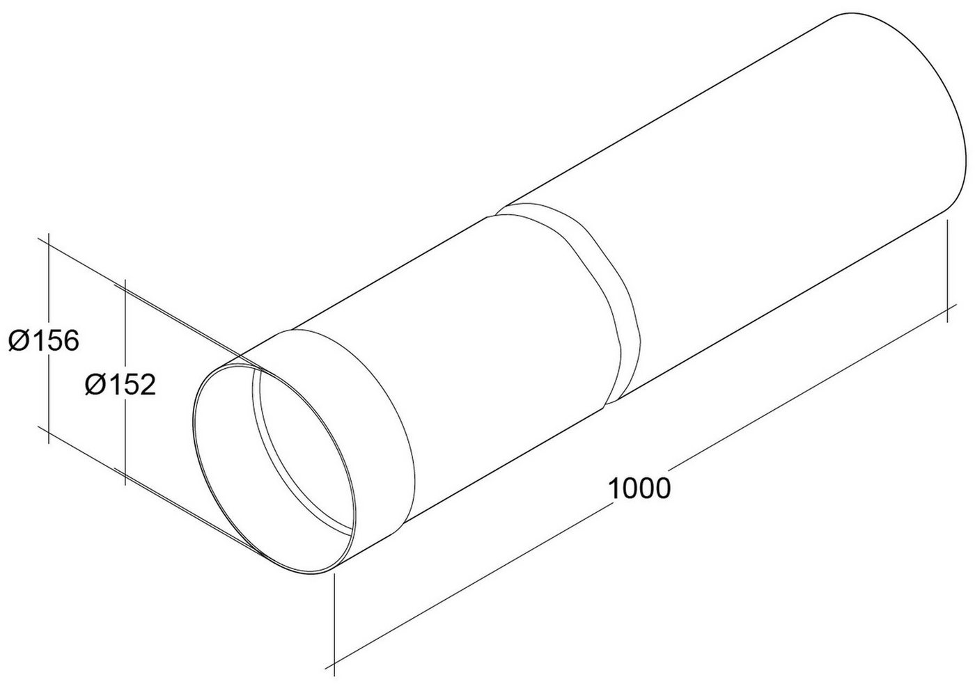 Thumbnail - livingpoint24 Montagezubehör Dunstabzugshaube Lüftungsrohr Ø 150mm, Abluftrohr 100cm mit Muffe, Rundrohr Dunstabzug