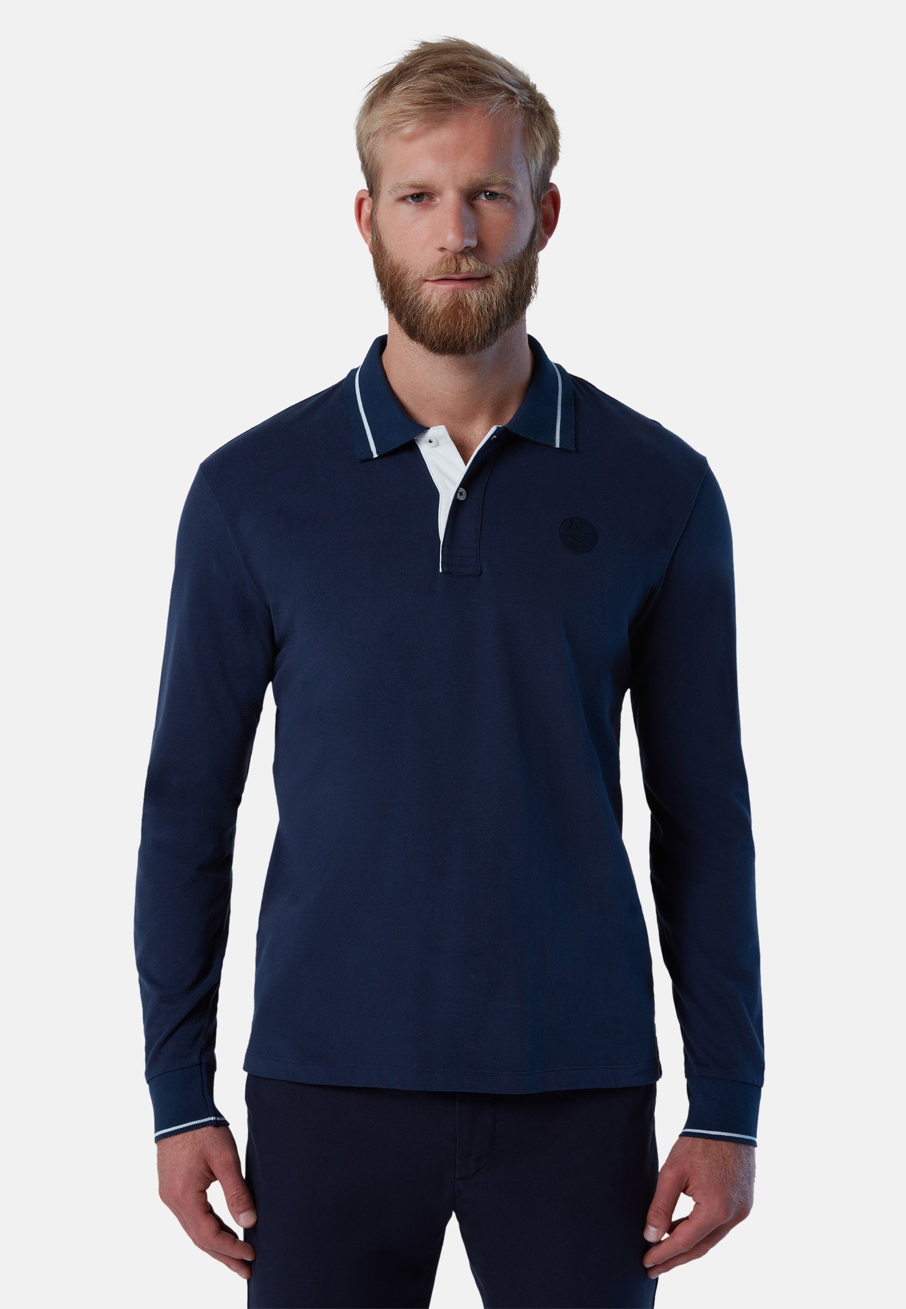 North Sails Poloshirt Langärmeliges Poloshirt mit klassischem Design BLUE