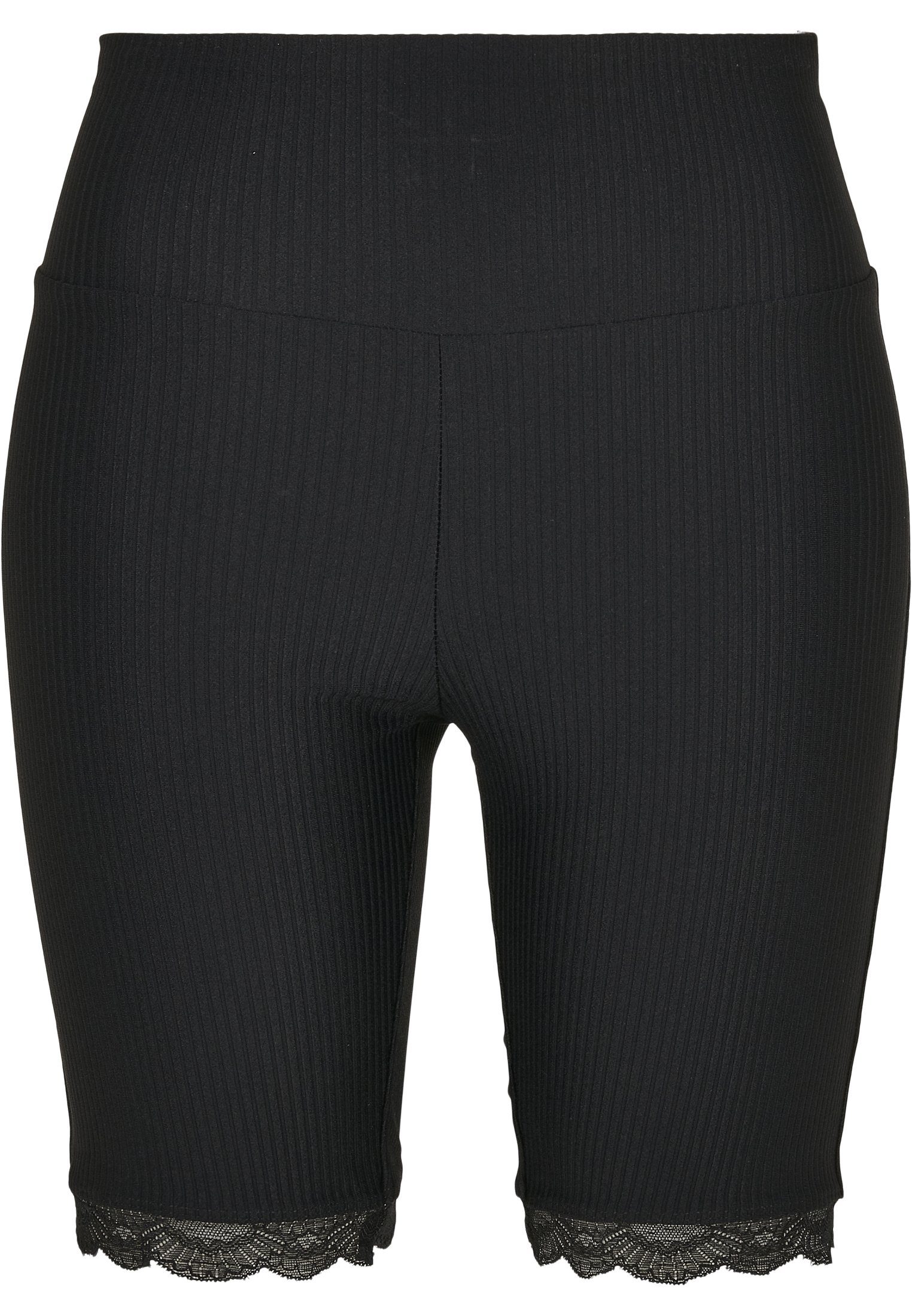 URBAN CLASSICS Lace Ladies Shorts Hem High Stoffhose Waist (1-tlg) Damen Rib Cycle