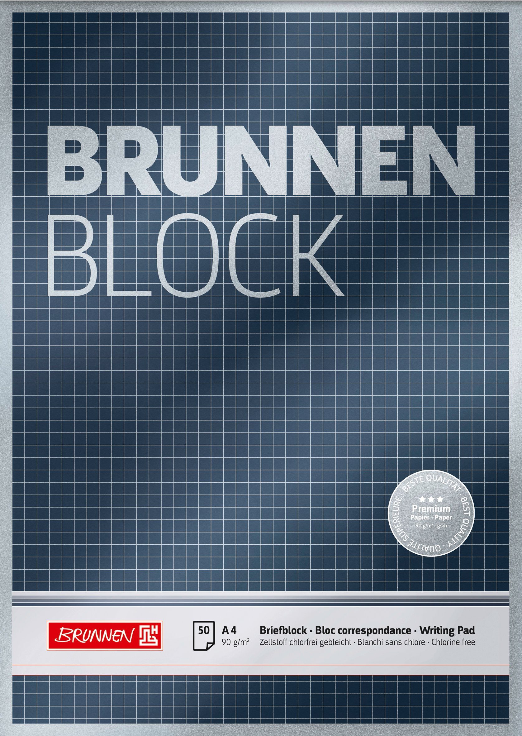 BRUNNEN Briefpapier BRUNNEN 1052828 Briefblock Premium "BRUNNEN-Block" A4 kariert
