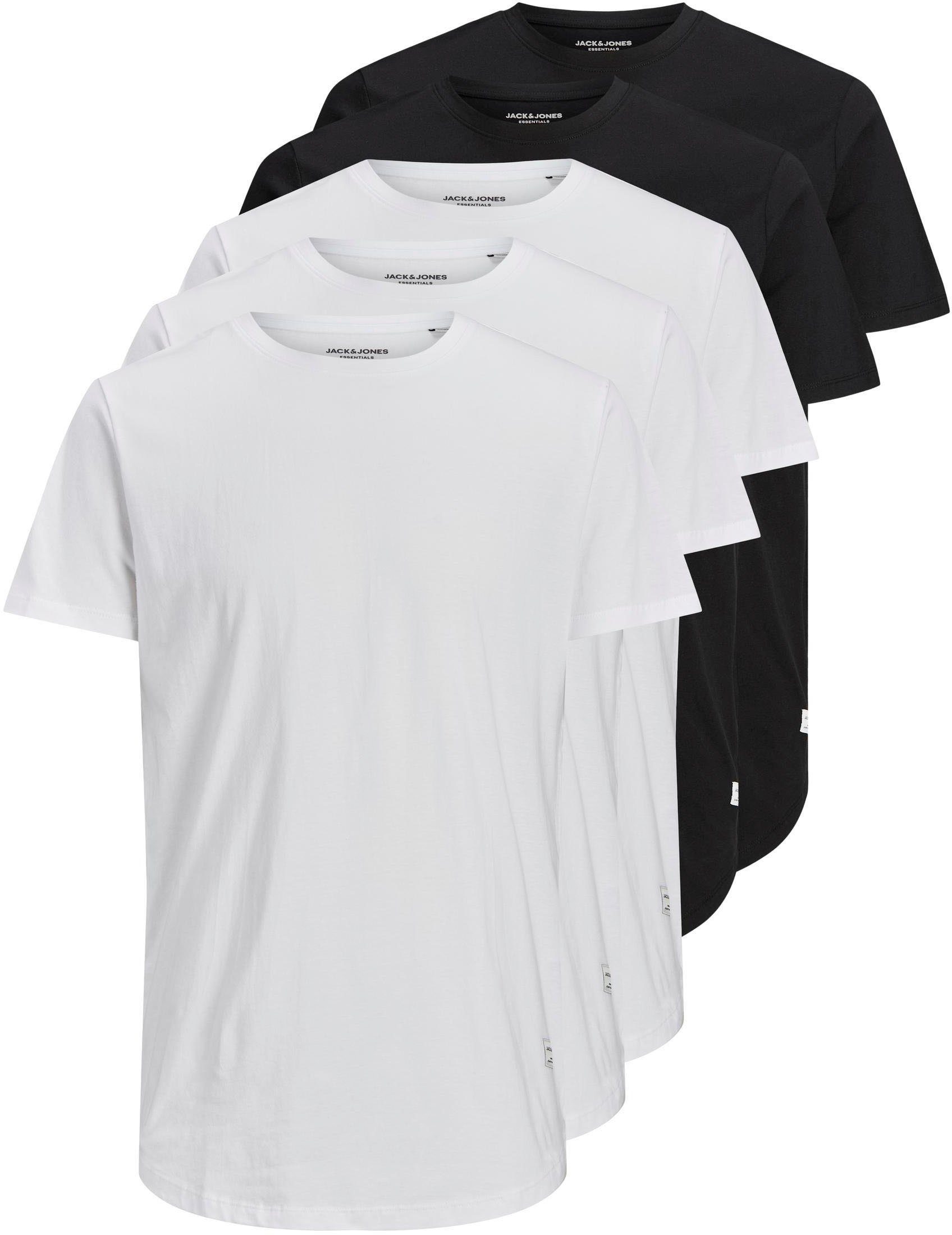 Jack & Jones T-Shirt NOA TEE CREW NECK 5PK (Packung, 5-tlg., 5er-Pack) weiß, schwarz
