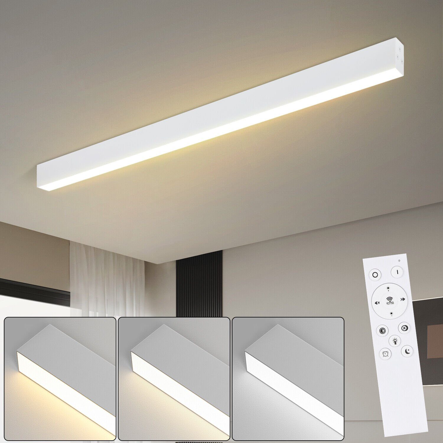 dimmbar, Tageslichtweiß integriert, LED Bürolampe Design Deckenleuchten Mit Decke Modern Fernbedienung, ZMH fest Dimmbar