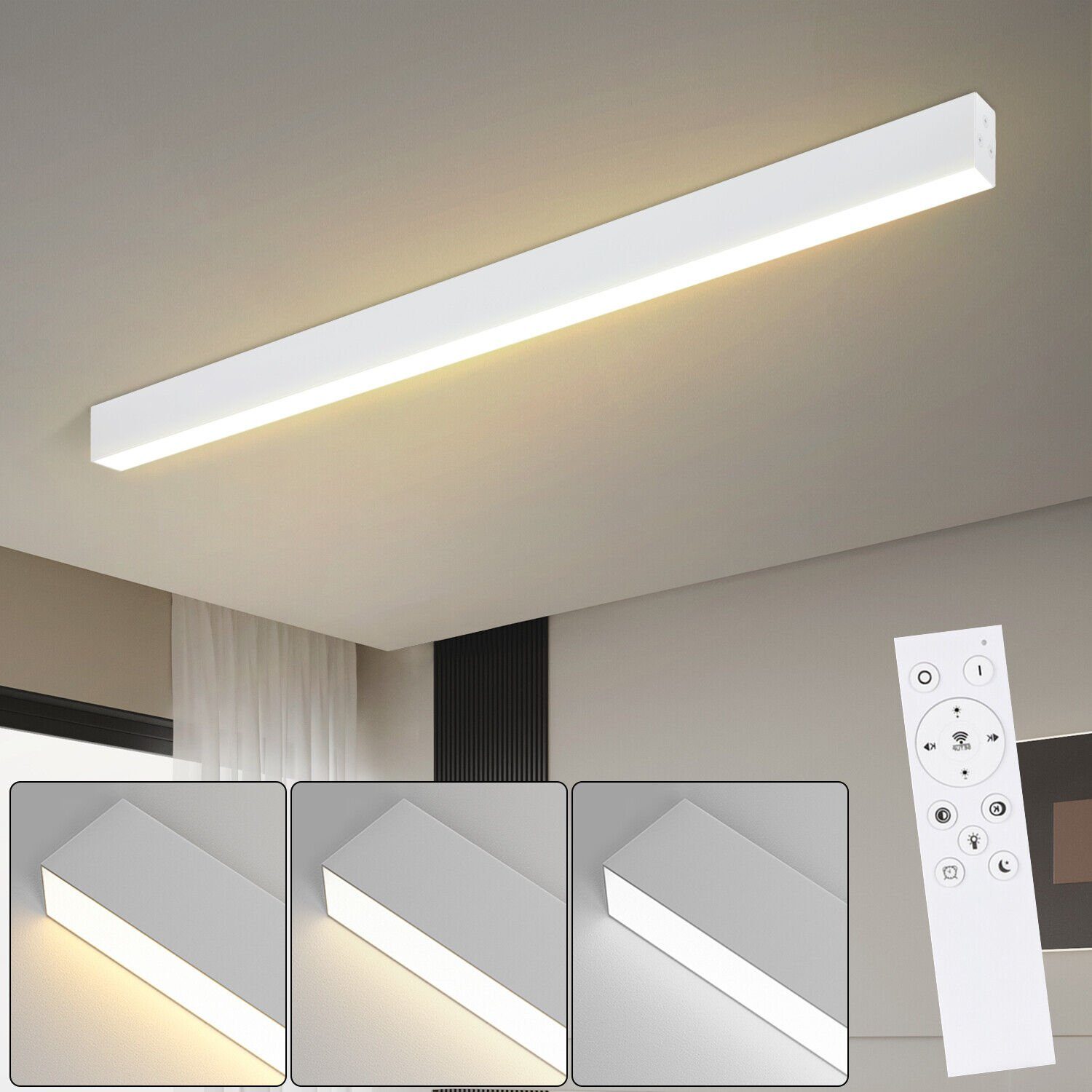 LED integriert, Tageslichtweiß Bürolampe Modern Deckenleuchten fest Dimmbar dimmbar, ZMH Design Decke Fernbedienung, Mit