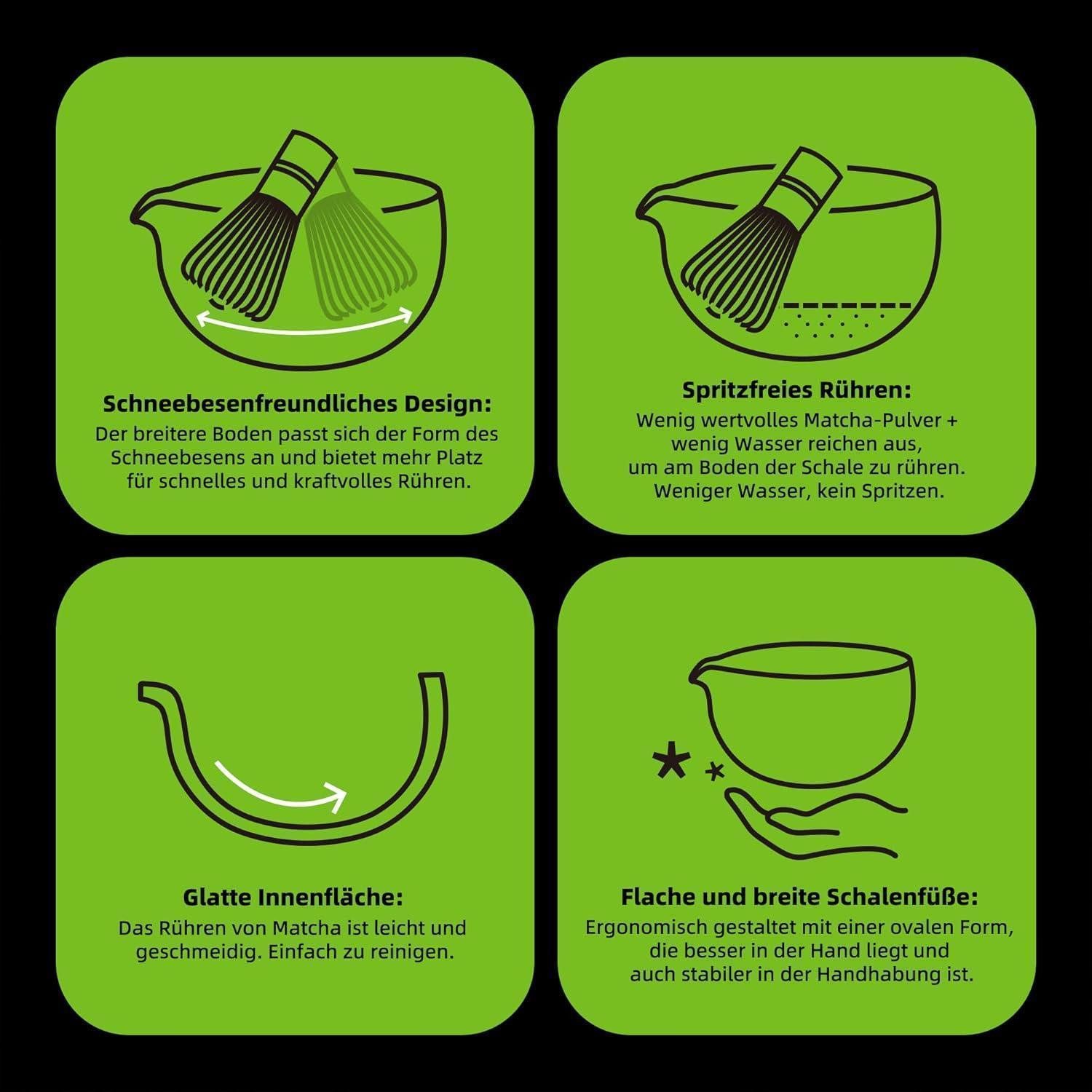 LuxusKollektion Teeservice Matcha Set Besen Schale 7Stück Set Schüssel mit Ausgießer Celadon Blau