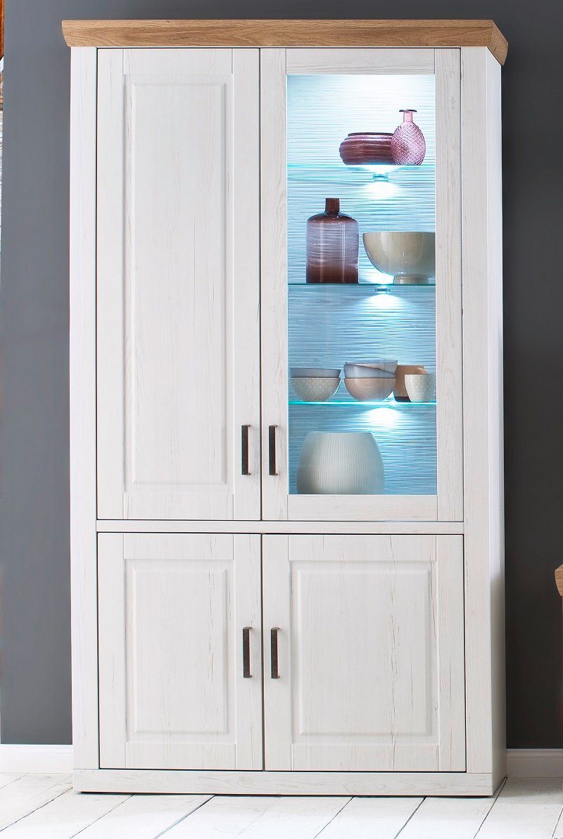 Furnhaus Vitrine Kombi-Vitrine Brixen, Landhaus modern, Pinie Aurelio / Grandson Oak
