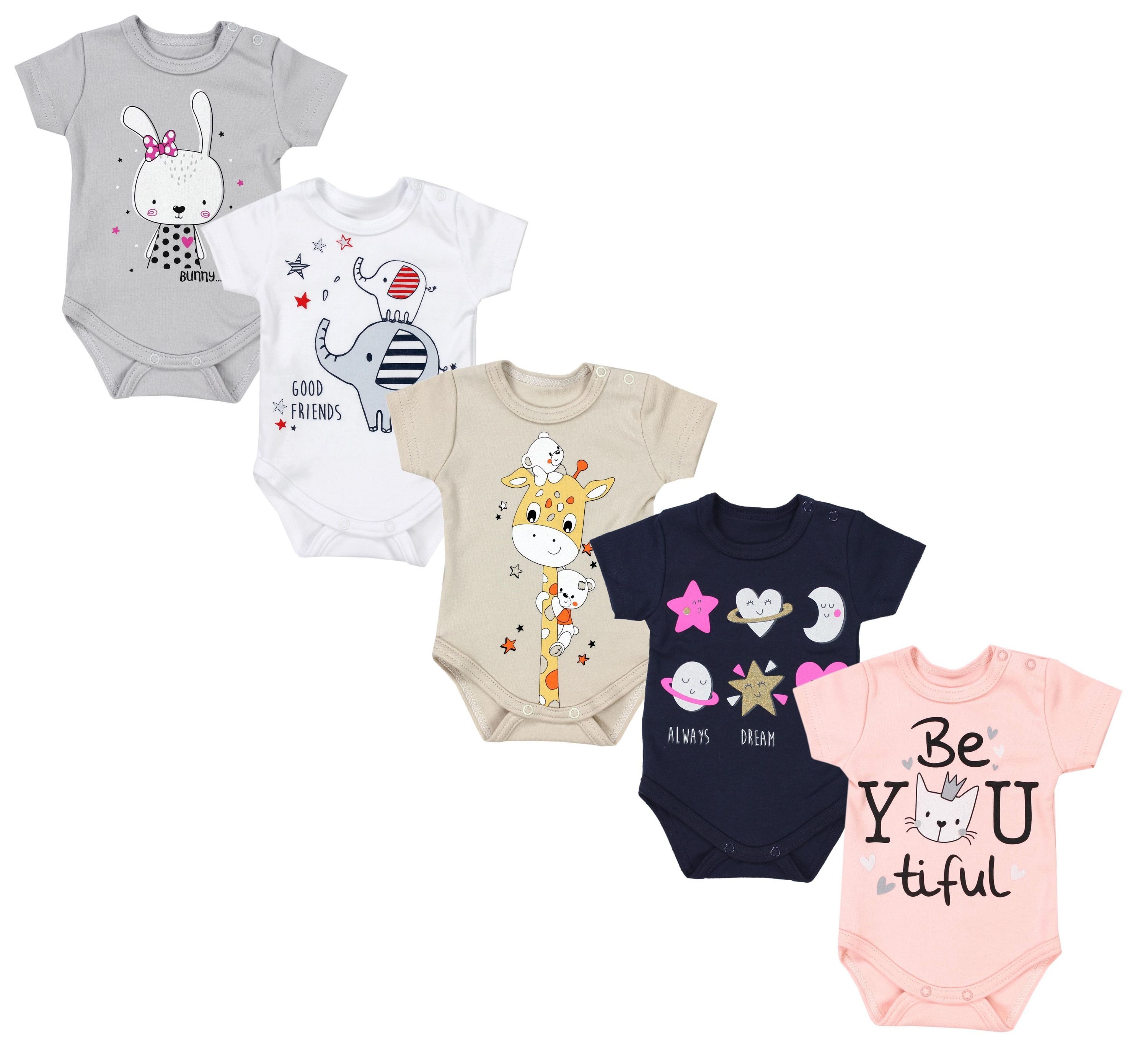 TupTam Kurzarmbody TupTam Unisex Baby Kurzarm Body mit Aufdruck Spruch 5er Pack