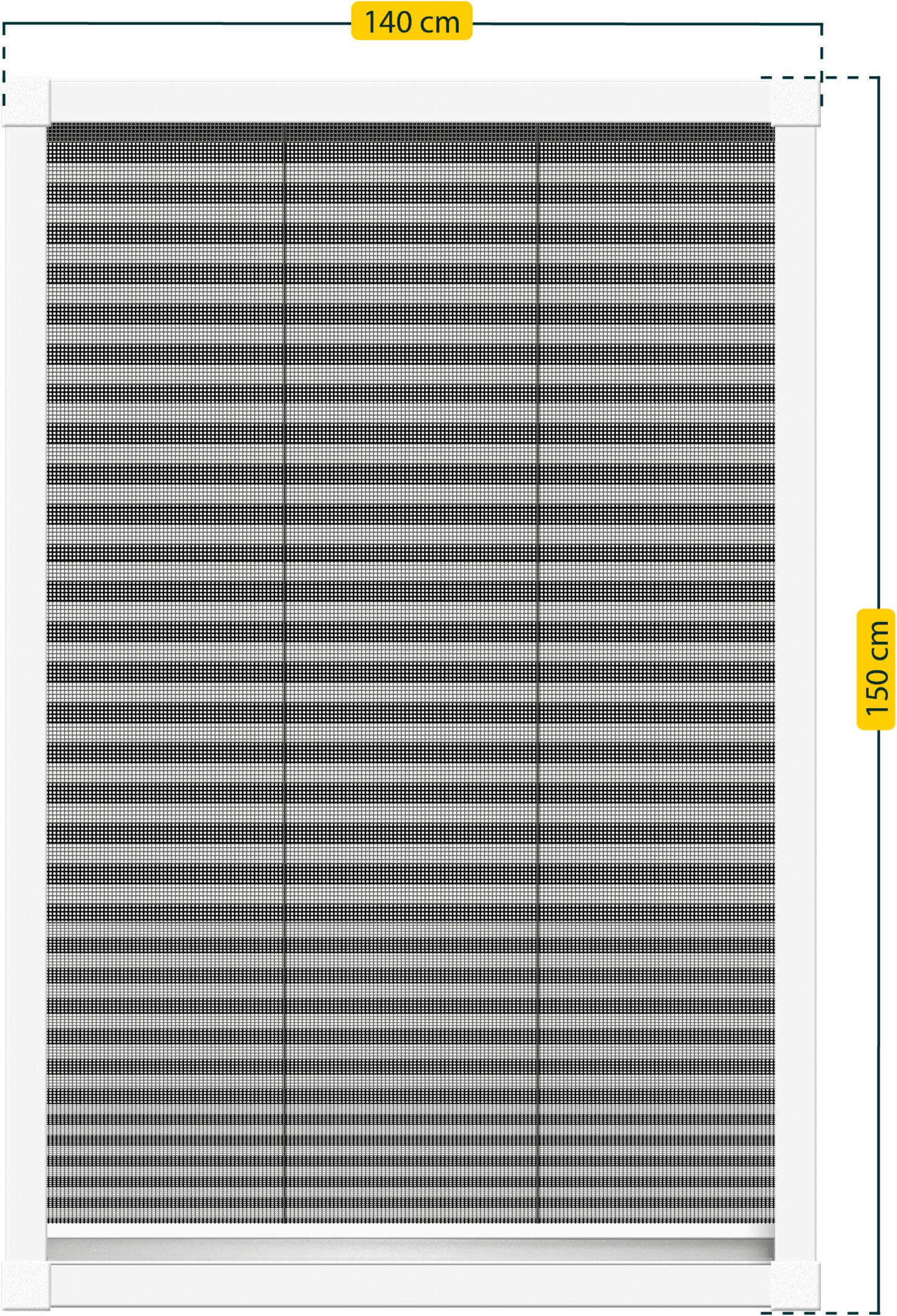 Insektenschutzrollo für Fenster in weiß ohne bohren, SCHELLENBERG, Fliegengitter-Plissee einfache Einhänge-Montage, 140 x 150 cm
