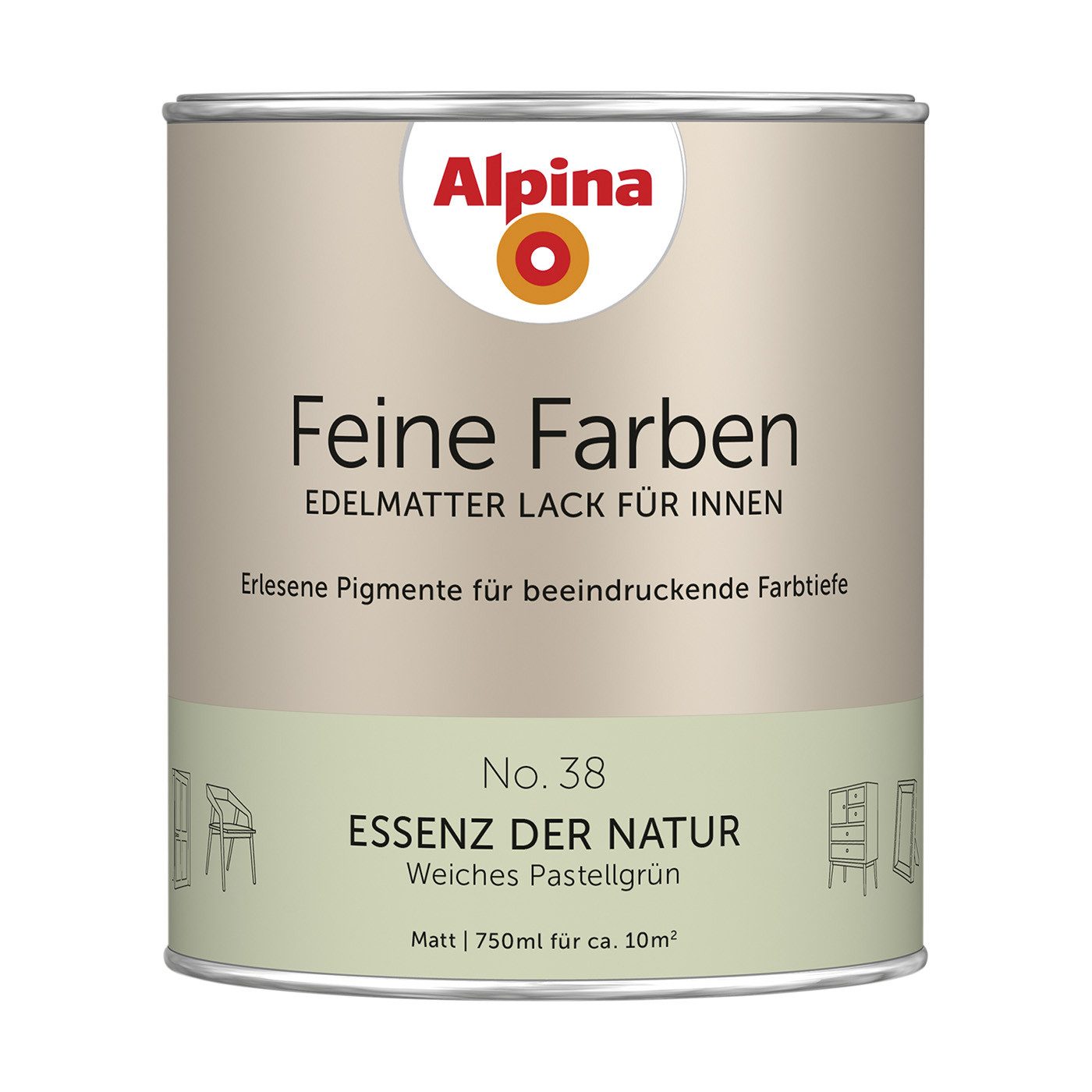Alpina Lack Weiches Pastellgrün No. 38, hoch deckend, schnell trocknend