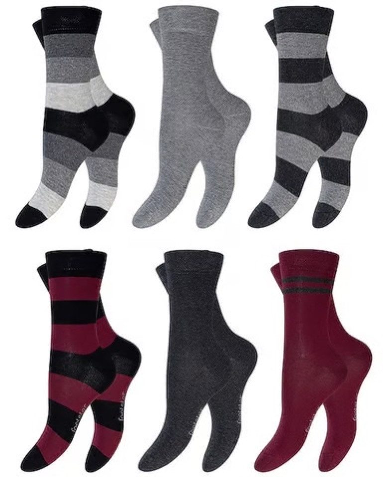 Basicsocken 6 Paar Damen Socken Ringel Baumwollmischung atmungsaktiv 35/38-39/42