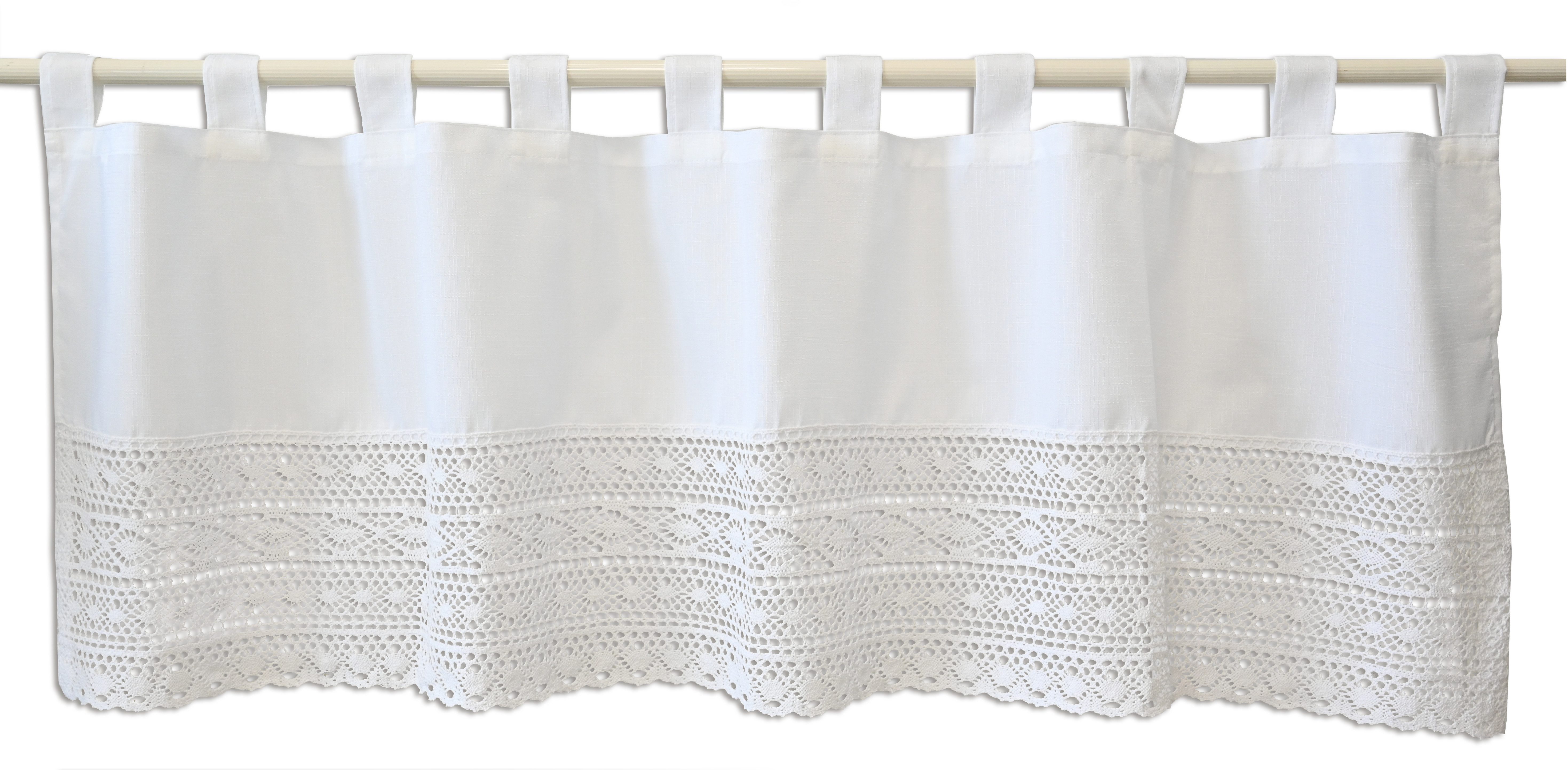 Clever-Kauf-24 Scheibengardine Schlaufen Panneaux mit Klöppelspitze, 2482, Размер HxB ca. 48x140cm, (1 St), Schlaufen, Scheibengardine