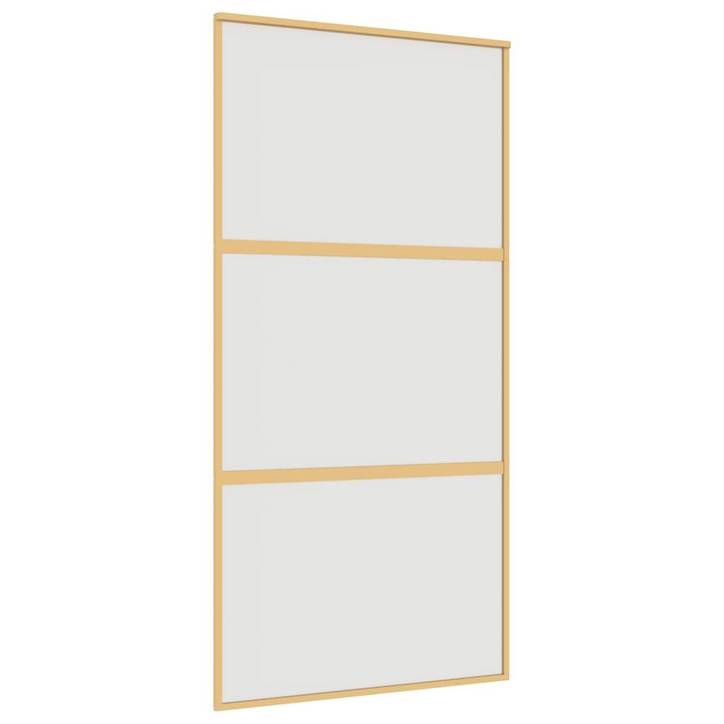 vidaXL Haustür Schiebetür Golden 102,5x205 cm Matt ESG-Glas und Aluminium (1-St)