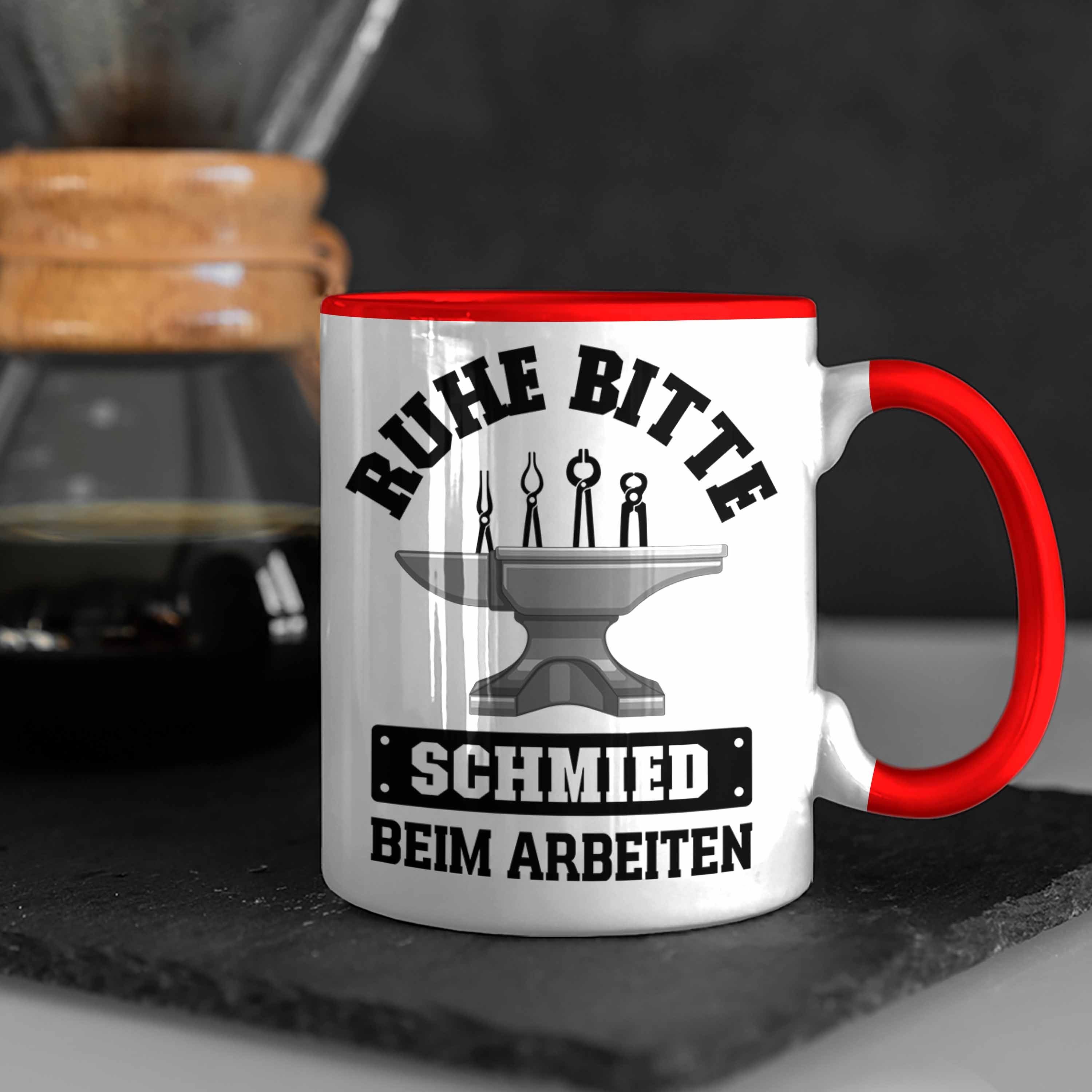 Trendation Tasse Geschenkidee Geschenke Spruch Rot Kaffeetasse Trendation - mit Tasse Schmied Hufschmied