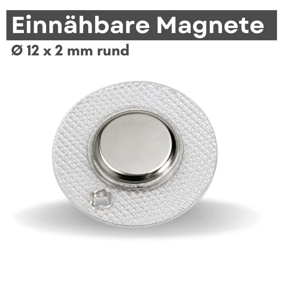 MaajeeKuto Magnet Einnäh-Magnet Ø12x2mm PVC rund Ø28mm – 1,2 kg (20-St)