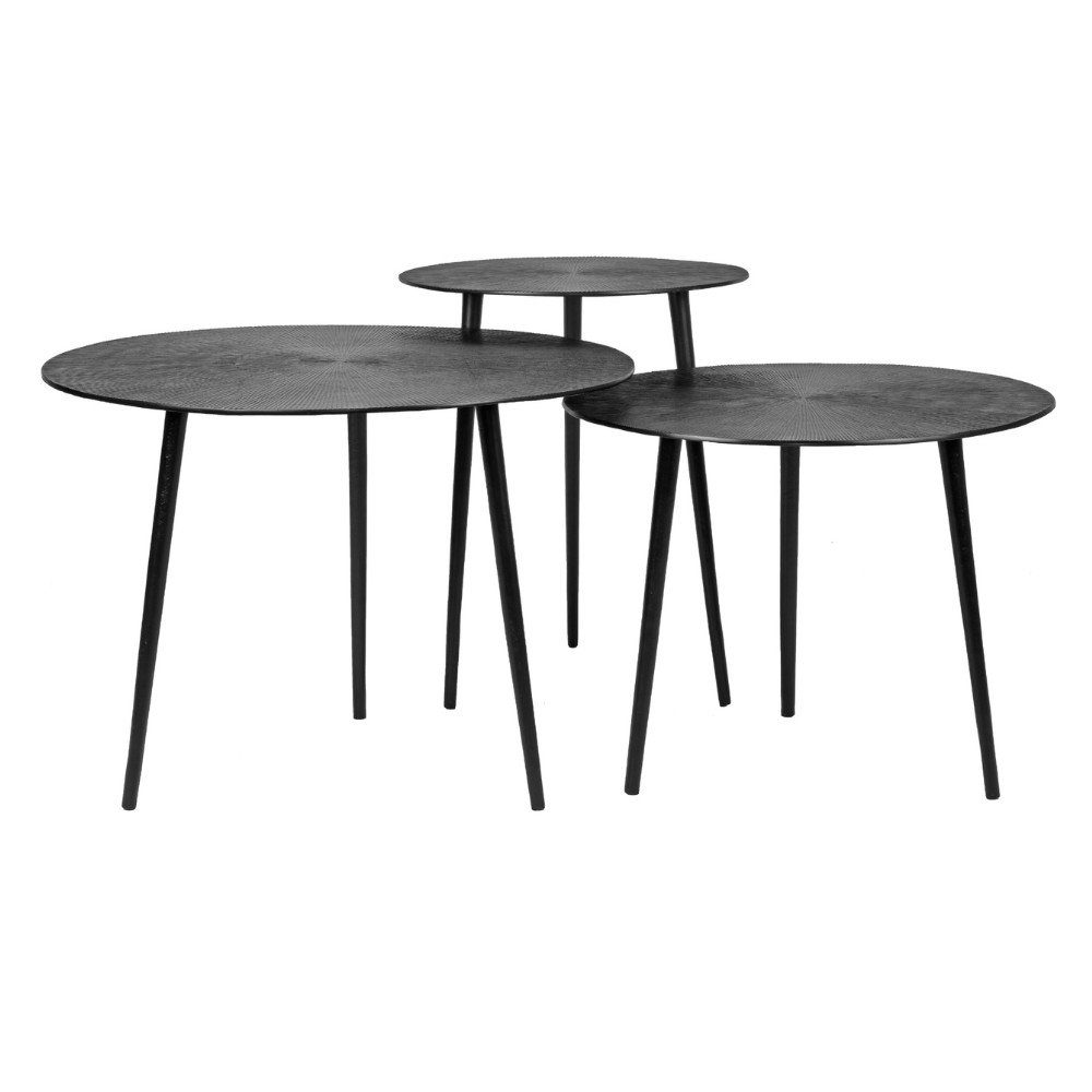 Beistelltisch Möbel Schwarz 3er-Set Metall Couchtisch aus RINGO-Living Lilou 450x600mm, in