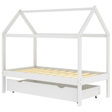 vidaXL Kinderbett Kinderbett mit Schublade Weiß Massivholz Kiefer 80x160 cm