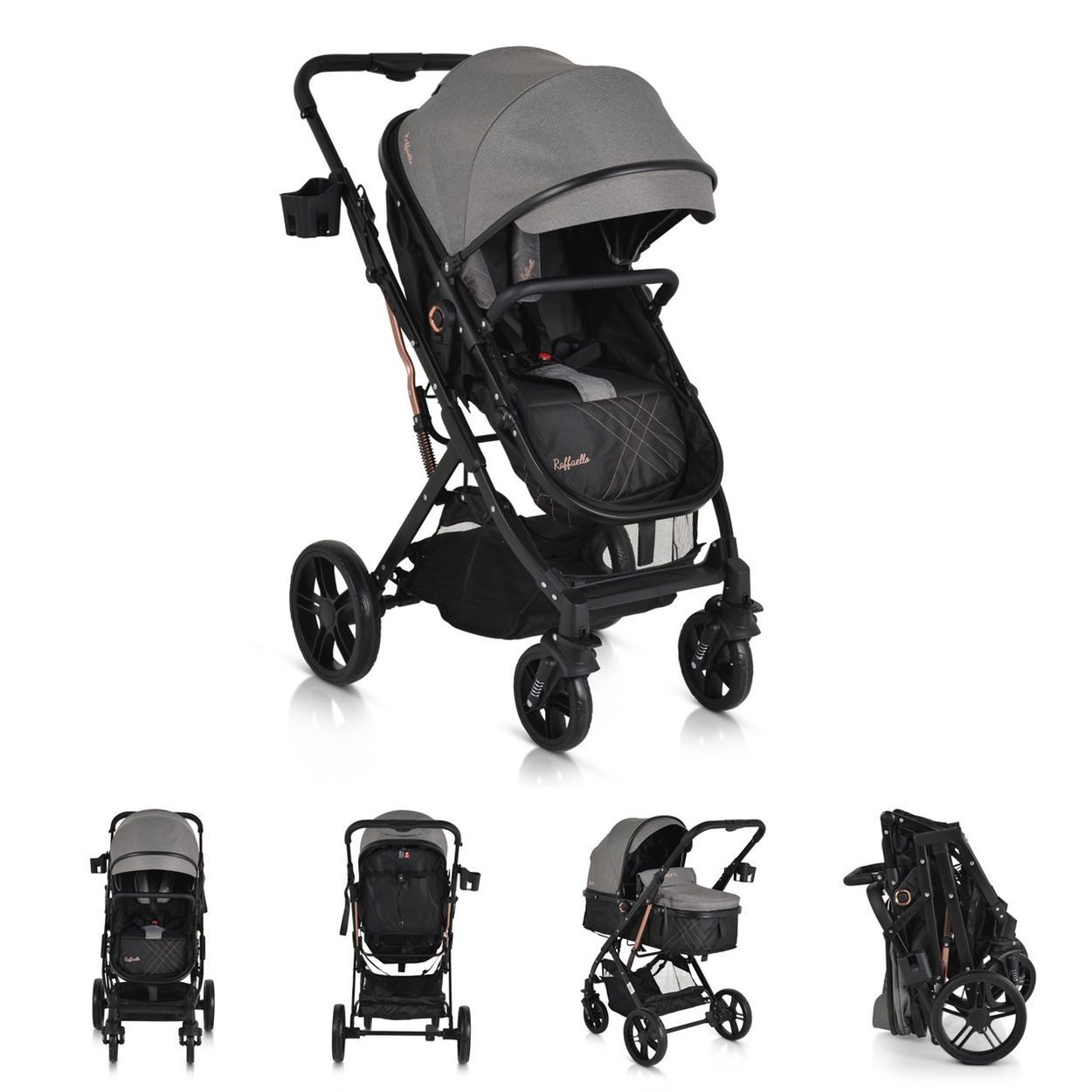 Moni Kombi-Kinderwagen Kombikinderwagen Rafaello 2in1, mbaubar, Sportsitz, Fußabdeckung, Tasche