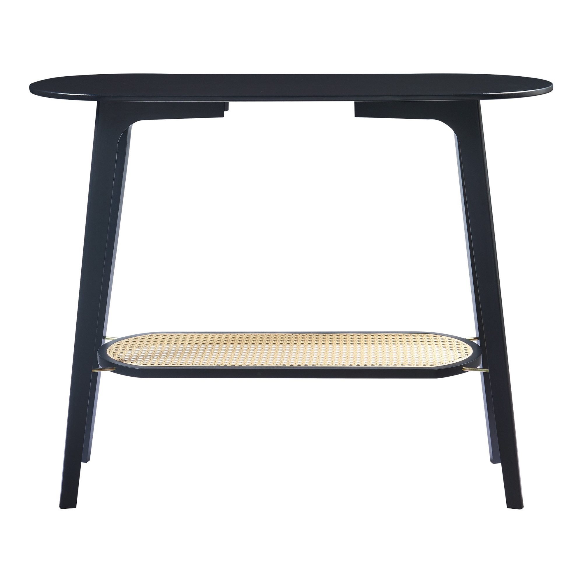 en.casa Konsolentisch, »Taivalkoski« Bambus 100x35x80 cm Schwarz / Rattanoptik