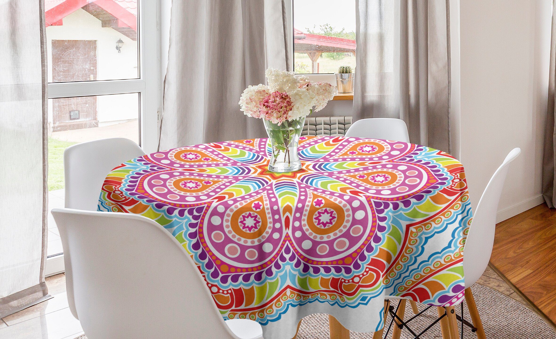 Abakuhaus Tischdecke Kreis Tischdecke Dekoration, Abdeckung Orientalische Küche Esszimmer Motive Regenbogen-Mandala für