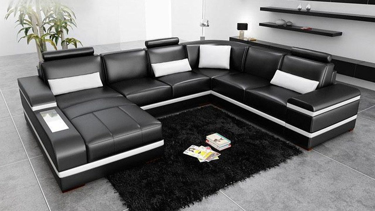 JVmoebel Wohnlandschaft Ecksofa aus Leder mit USB-Anschluss und modernem Design, Made in Europa