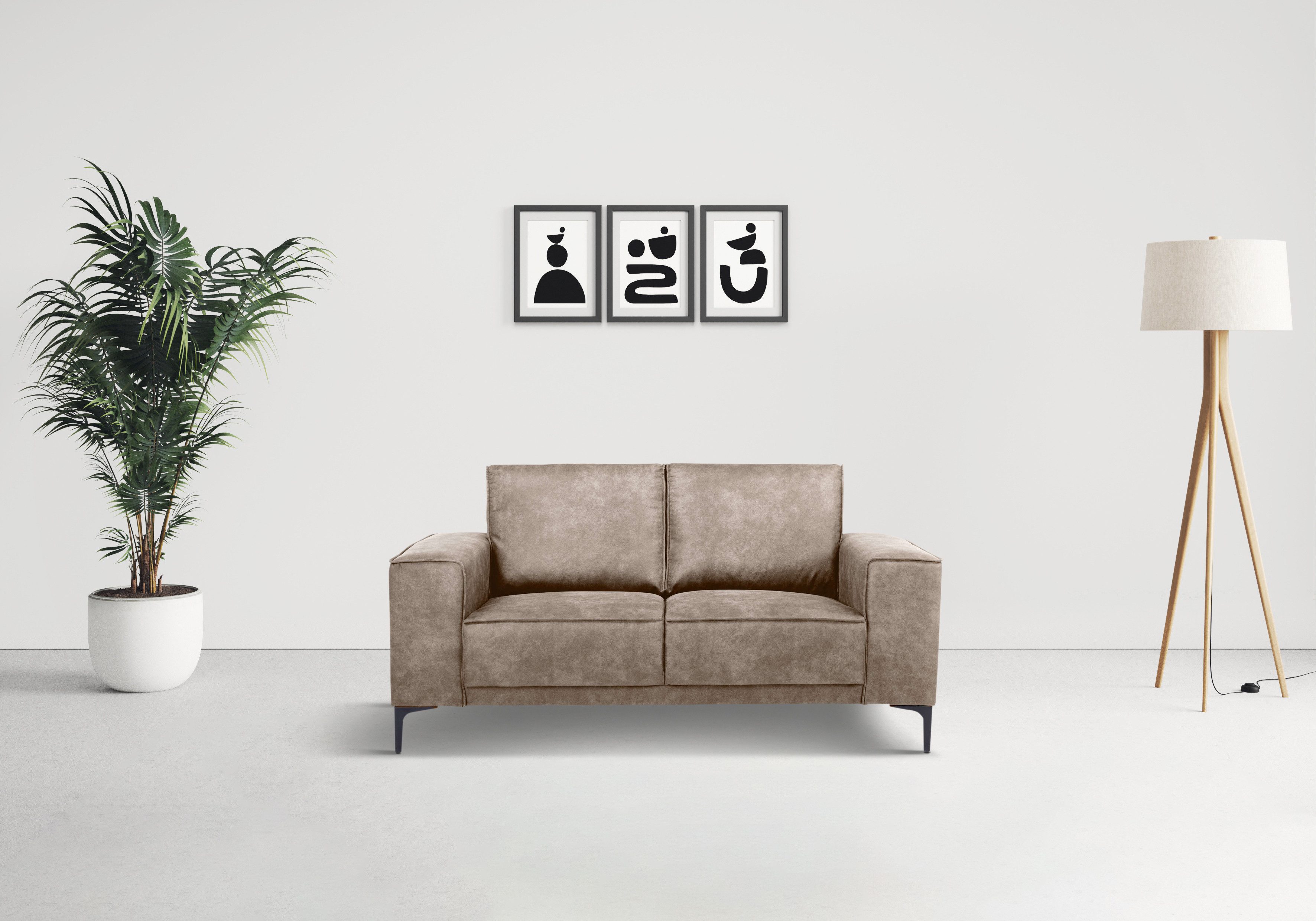 Places of Style 2-Sitzer "Kompaktsofa Oland, Struktur, Flachgewebe, Luxus-M günstig online kaufen