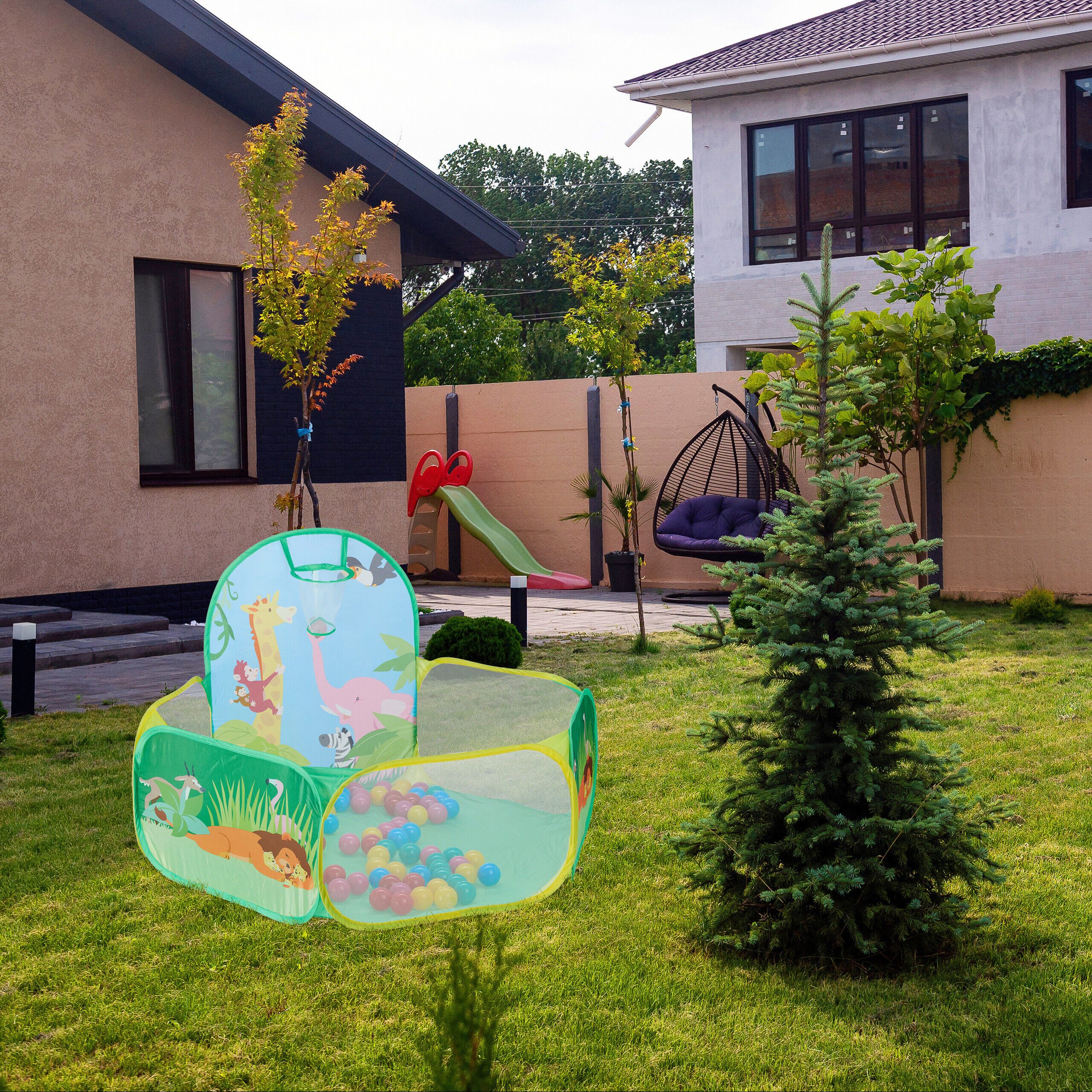 relaxdays Bällebad mit Basketballkorb