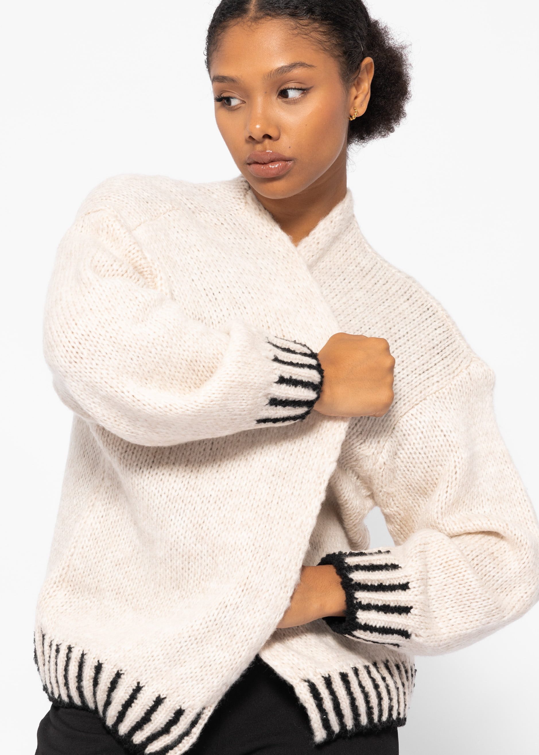 SASSYCLASSY Cardigan Lässiger Strick Cardigan mit betontem Saum, Made in Italy