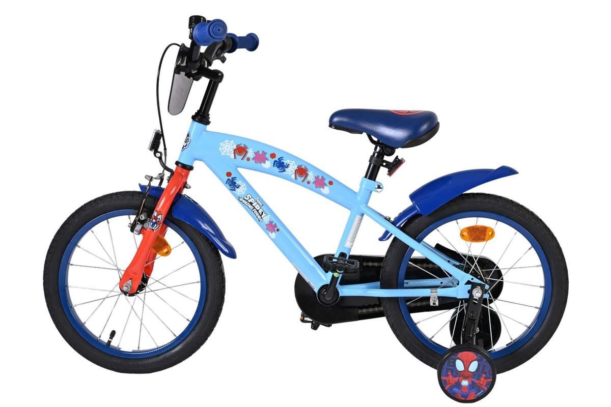 Volare Kinderfahrrad 16 Zoll Kinder Fahrrad Rad Marvel Spidey Amazing Friends 20584-CB16, 1 Gang, Rücktritt, Stützräder, Schutzbleche, Kettenschutz