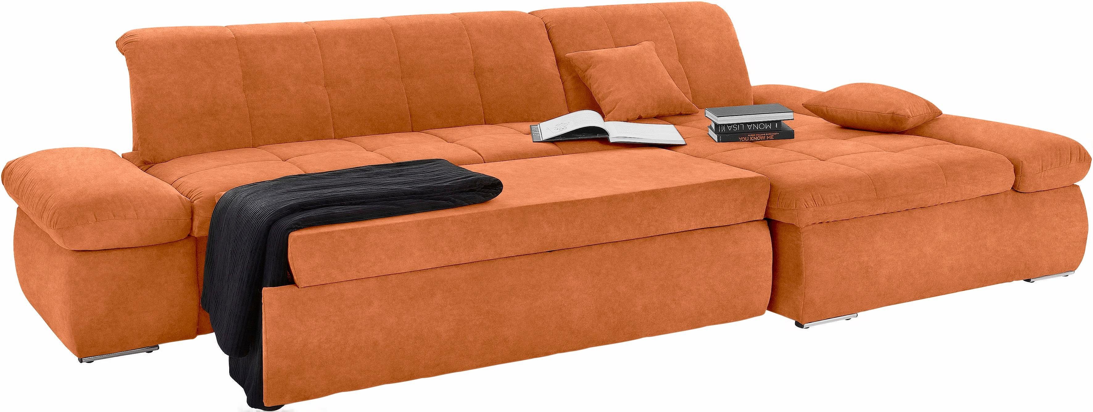 DOMO collection Ecksofa NMORIC XXL, 300x172x80cm, L-Form, wahlweise mit Bettfunktion und Armlehnverstellung