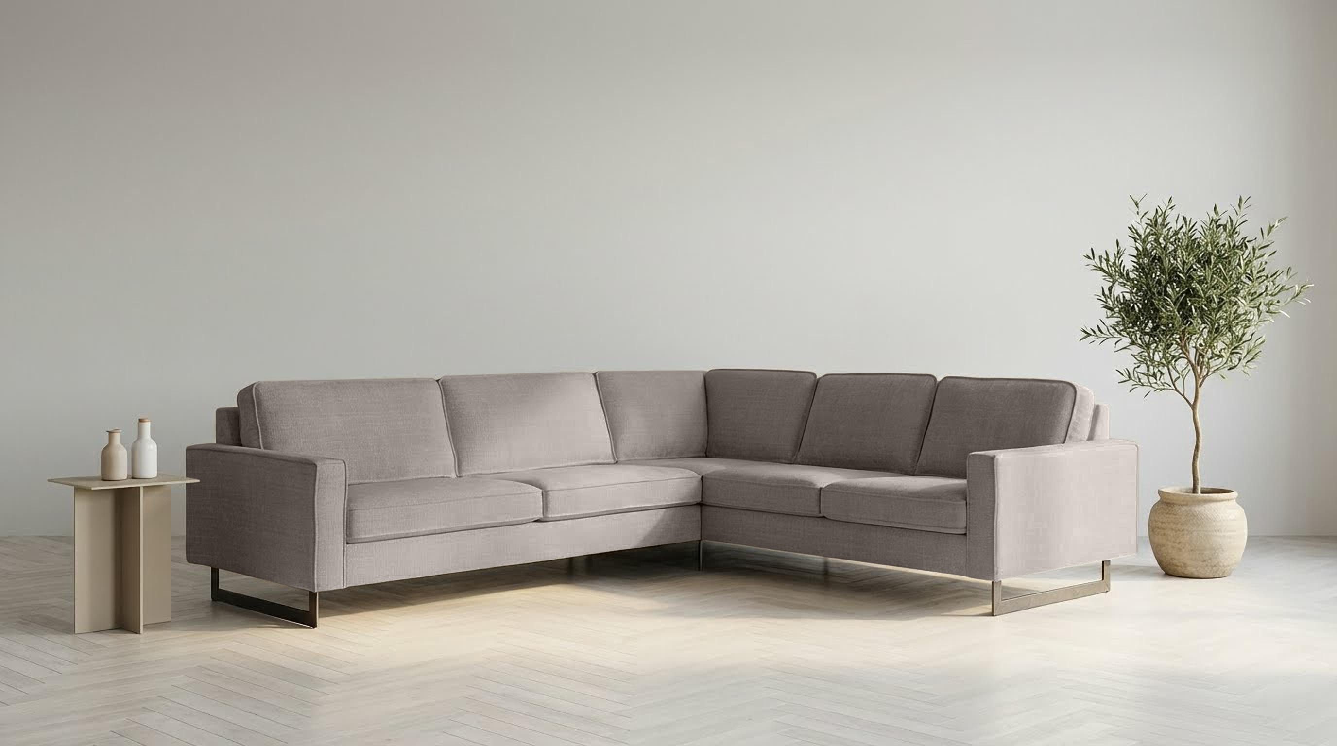 Home affaire Ecksofa Pinto, XXL, 250/290 cm, langer Schenkel, Ottomane, Cord, Chenille, Lederoptik, mit Keder, Metallfüße, Wellenunterfederung