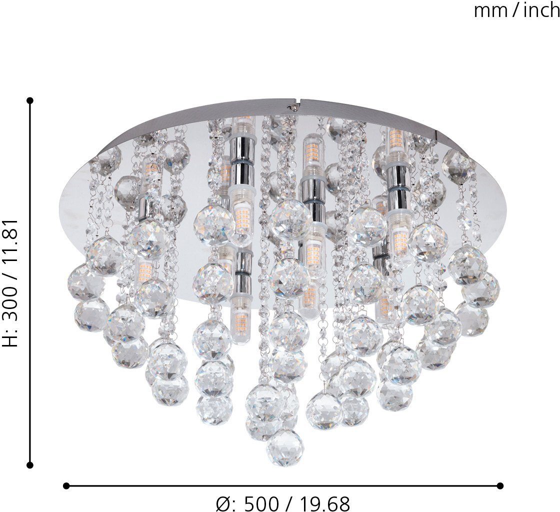 EGLO LED Deckenleuchte ALMONTE, LED wechselbar, Warmweiß, chrom / spritzwassergeschützt