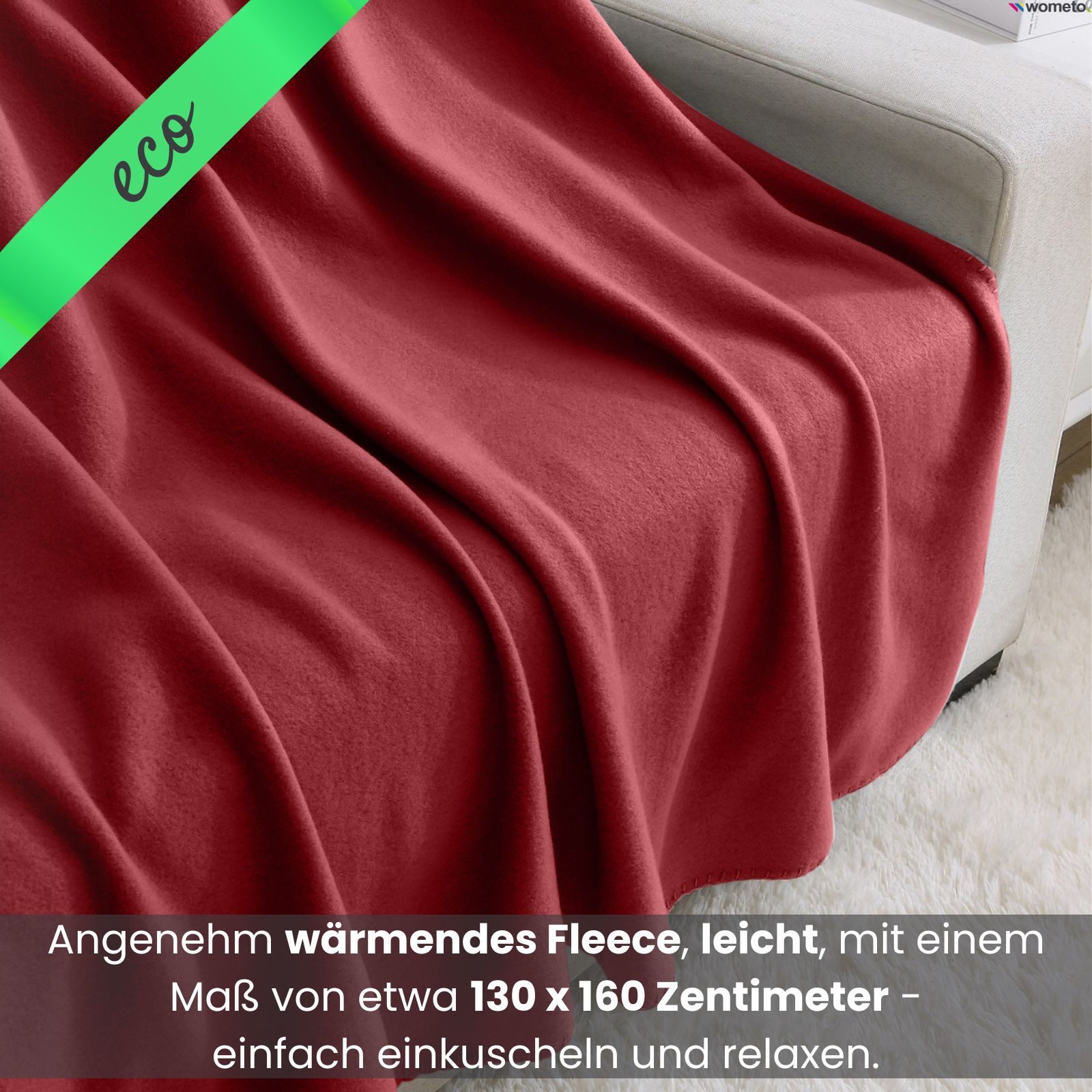 Wohndecke eco-line Fleecedecke ca. 130x160, wometo, OEKO-TEX®, 100% recyceltes Material, Antipilling