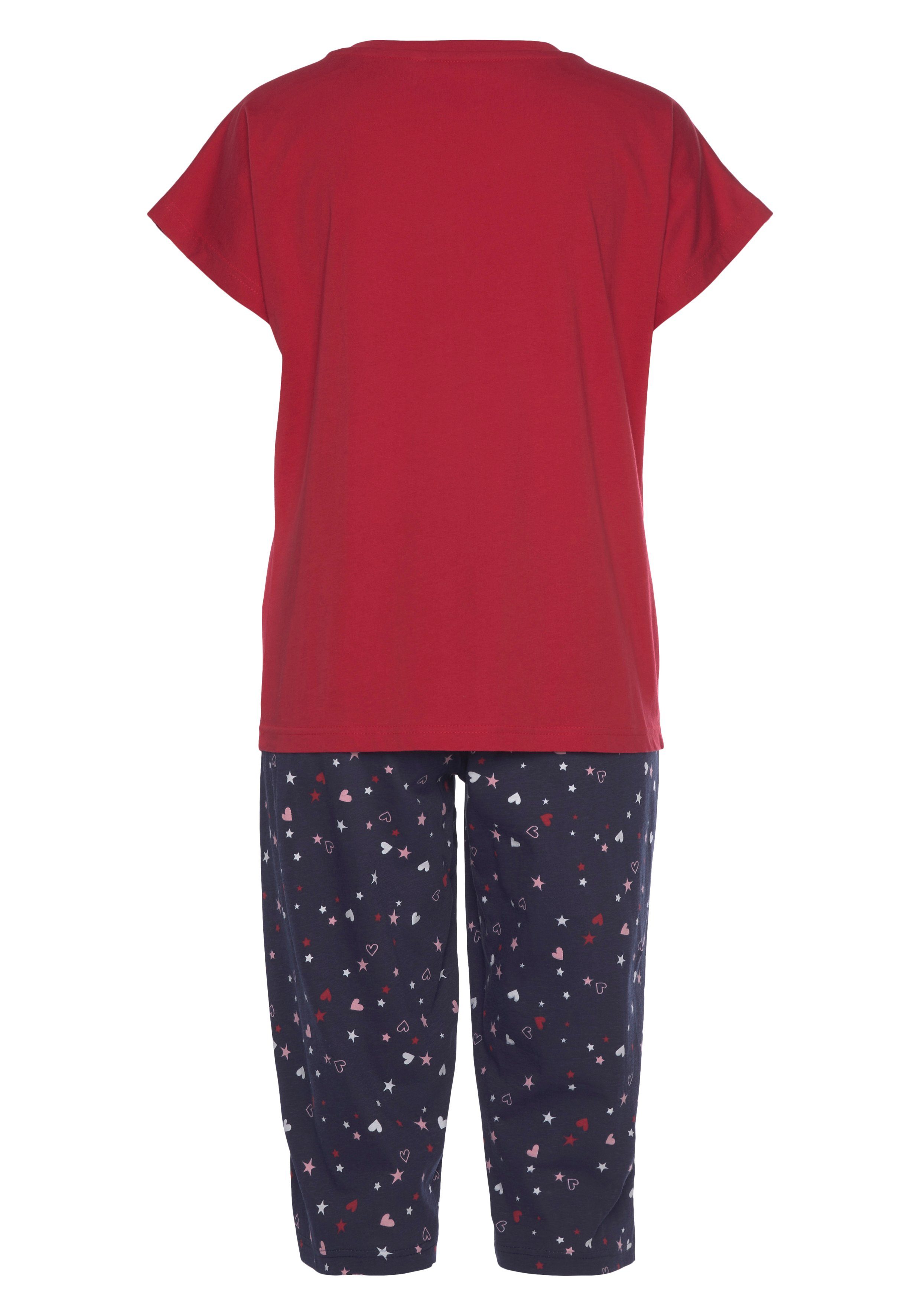 Vivance Dreams by Lascana Capri-Pyjama (Set, 2 tlg) mit niedlichem Herzen-Sterne-Druck